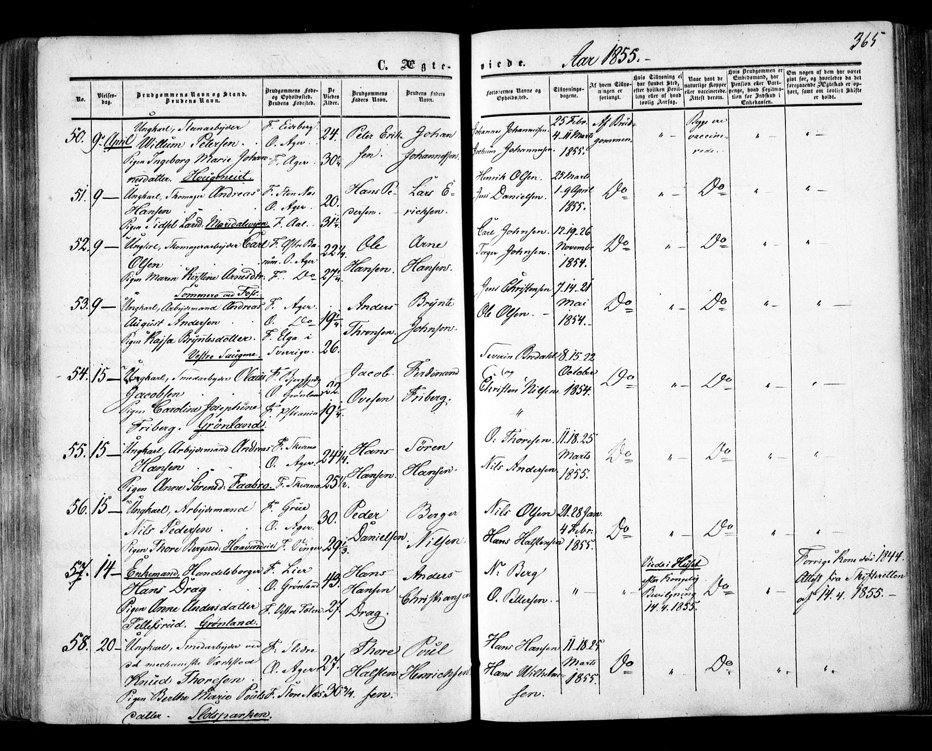 Aker prestekontor kirkebøker, SAO/A-10861/F/L0020: Parish register (official) no. 20, 1853-1857, p. 365