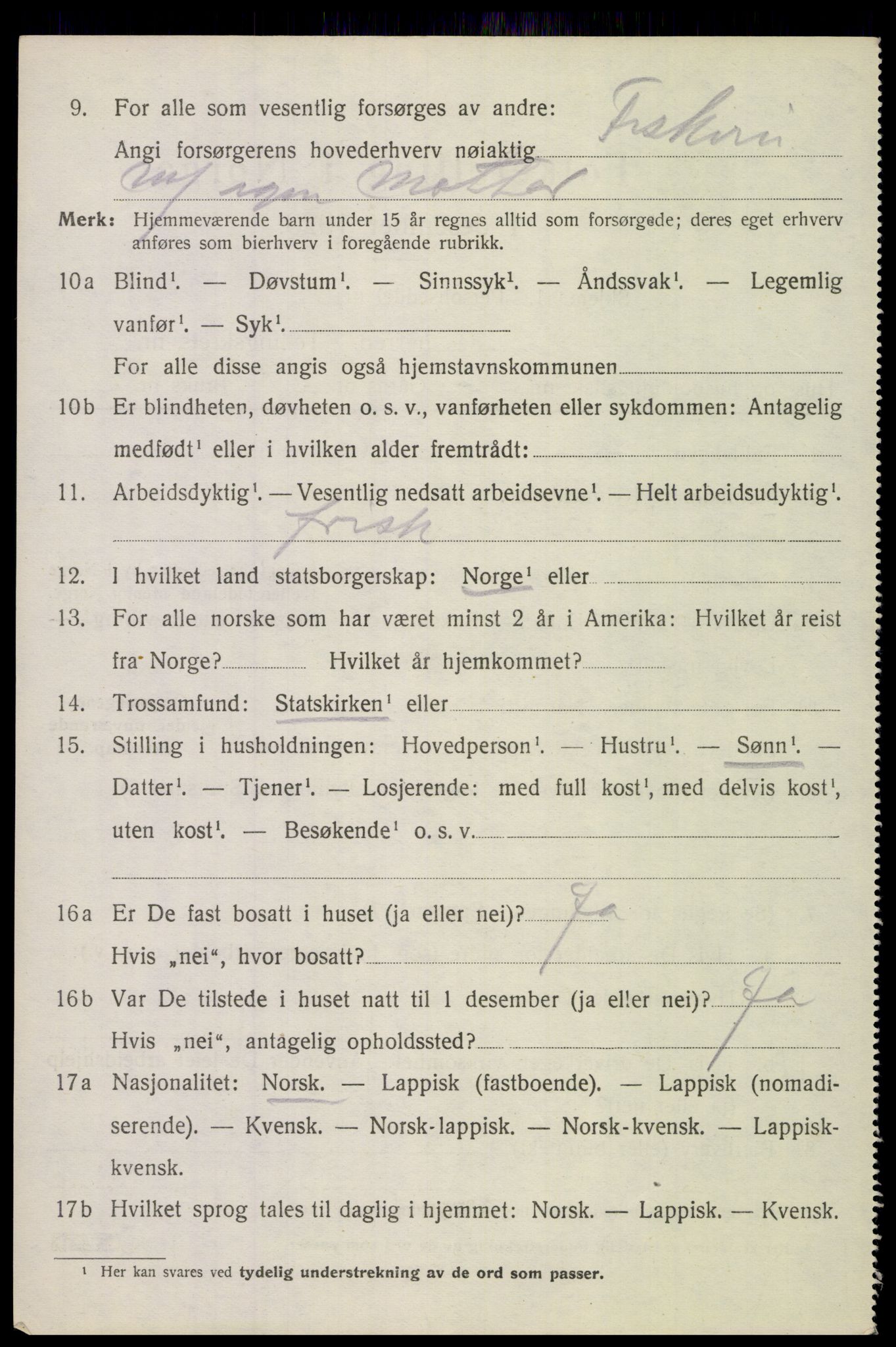 SAT, 1920 census for Lødingen, 1920, p. 2582