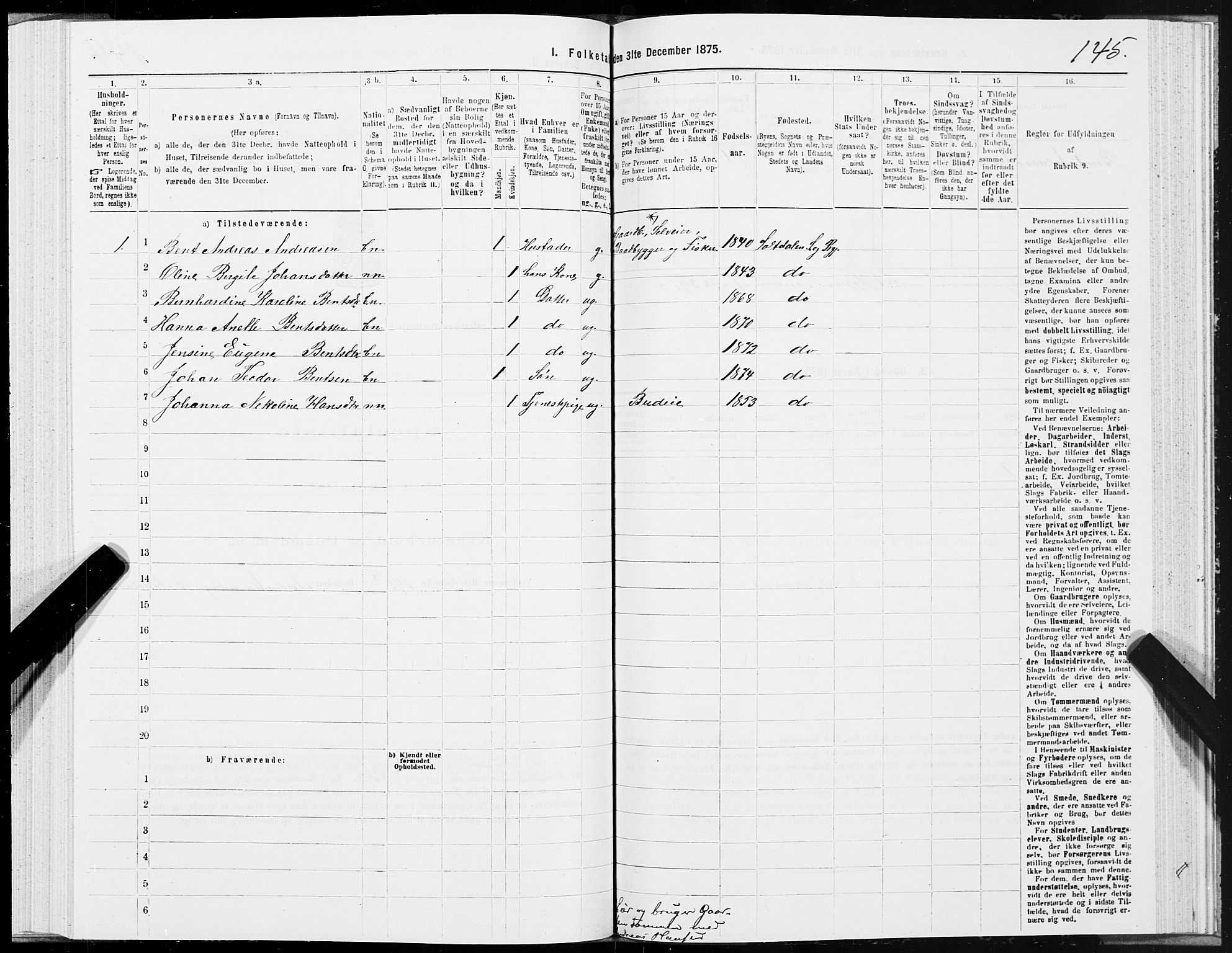 SAT, 1875 census for 1840P Saltdal, 1875, p. 2145