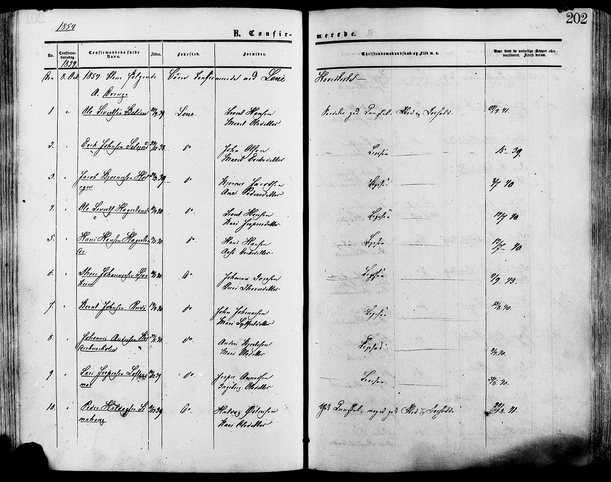 Lesja prestekontor, SAH/PREST-068/H/Ha/Haa/L0008: Parish register (official) no. 8, 1854-1880, p. 202
