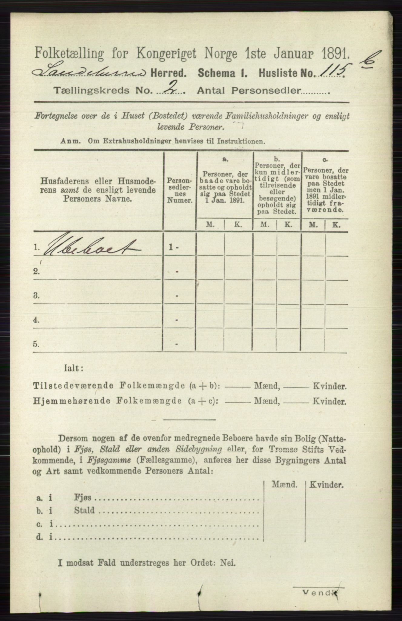 RA, 1891 census for 0724 Sandeherred, 1891, p. 984