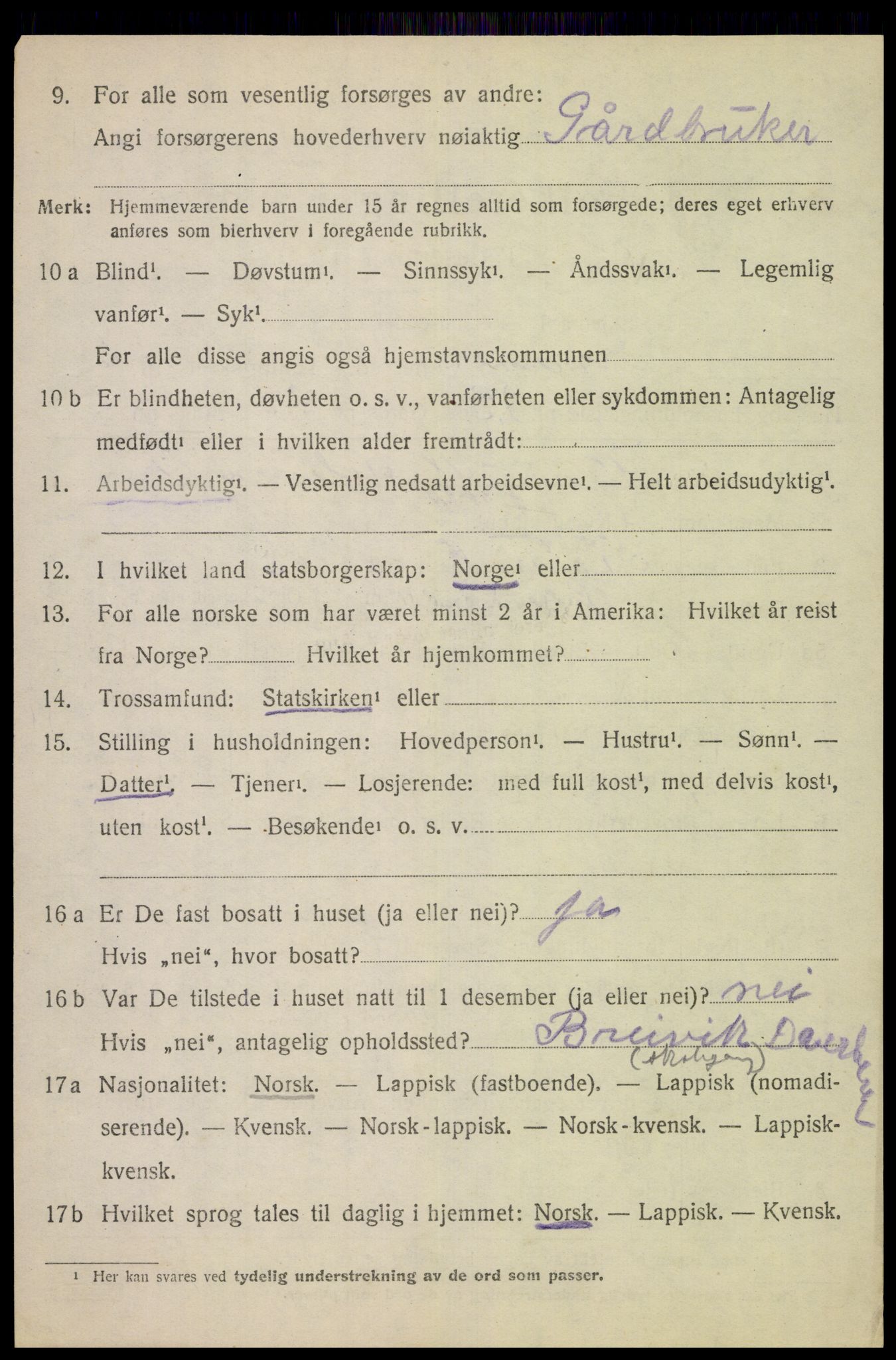 SAT, 1920 census for Dverberg, 1920, p. 6627