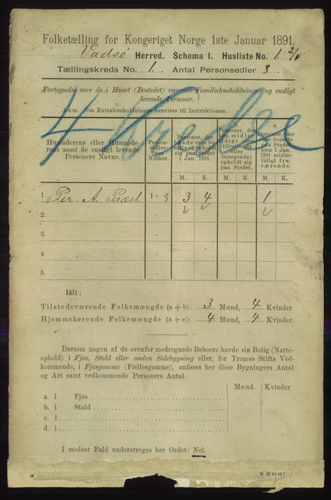 RA, 1891 census for 2029 Vadsø, 1891, p. 14