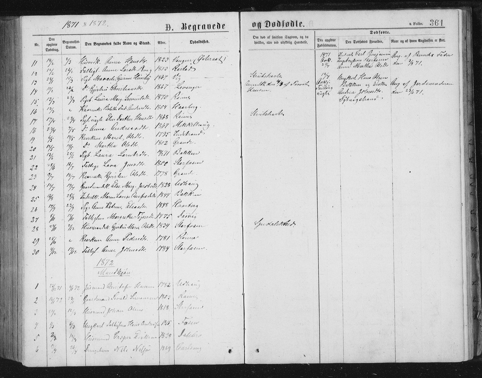 Ministerialprotokoller, klokkerbøker og fødselsregistre - Sør-Trøndelag, SAT/A-1456/659/L0745: Parish register (copy) no. 659C02, 1869-1892, p. 361