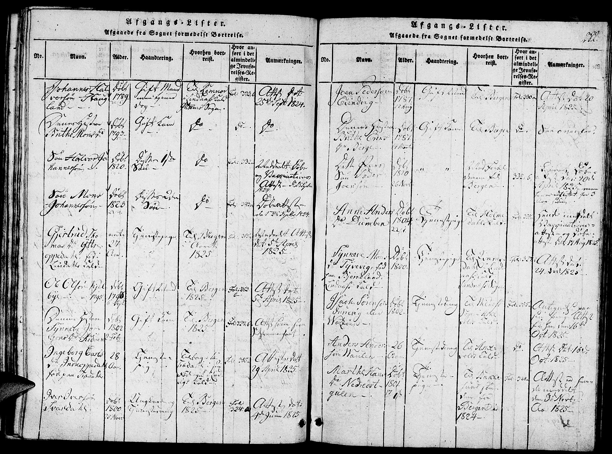 Gulen sokneprestembete, AV/SAB-A-80201/H/Haa/Haaa/L0018: Parish register (official) no. A 18, 1816-1825, p. 282