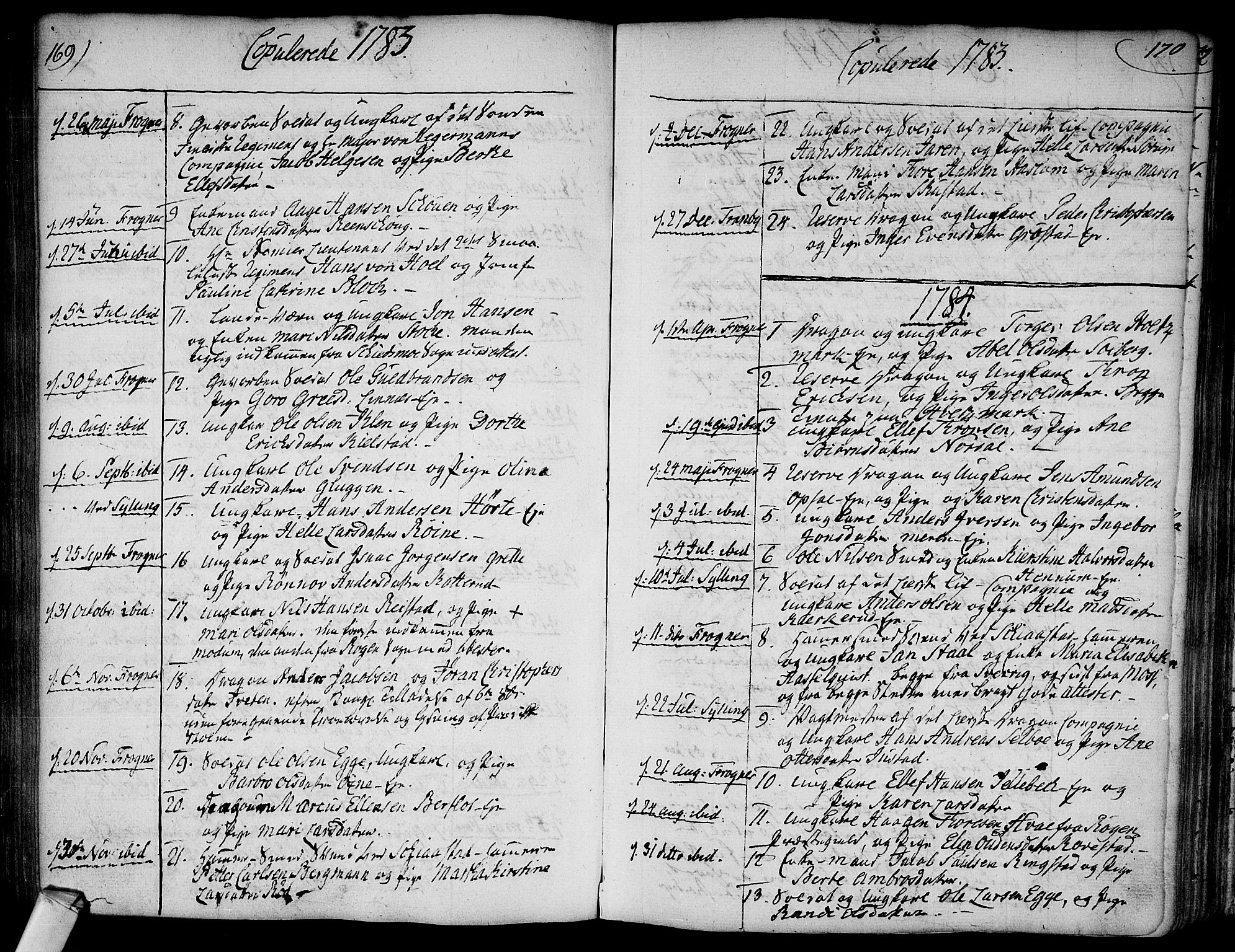 Lier kirkebøker, AV/SAKO-A-230/F/Fa/L0006: Parish register (official) no. I 6, 1777-1794, p. 169-170
