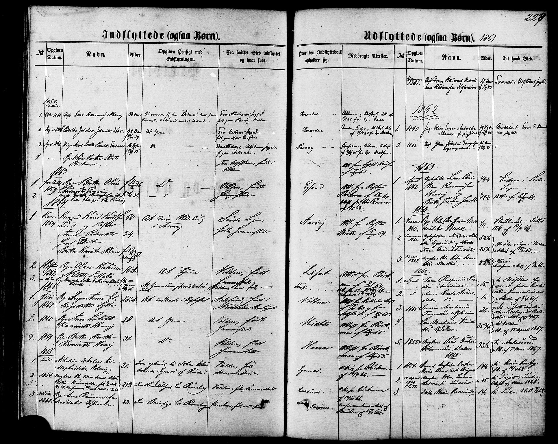 Ministerialprotokoller, klokkerbøker og fødselsregistre - Møre og Romsdal, SAT/A-1454/504/L0055: Parish register (official) no. 504A02, 1861-1884, p. 228