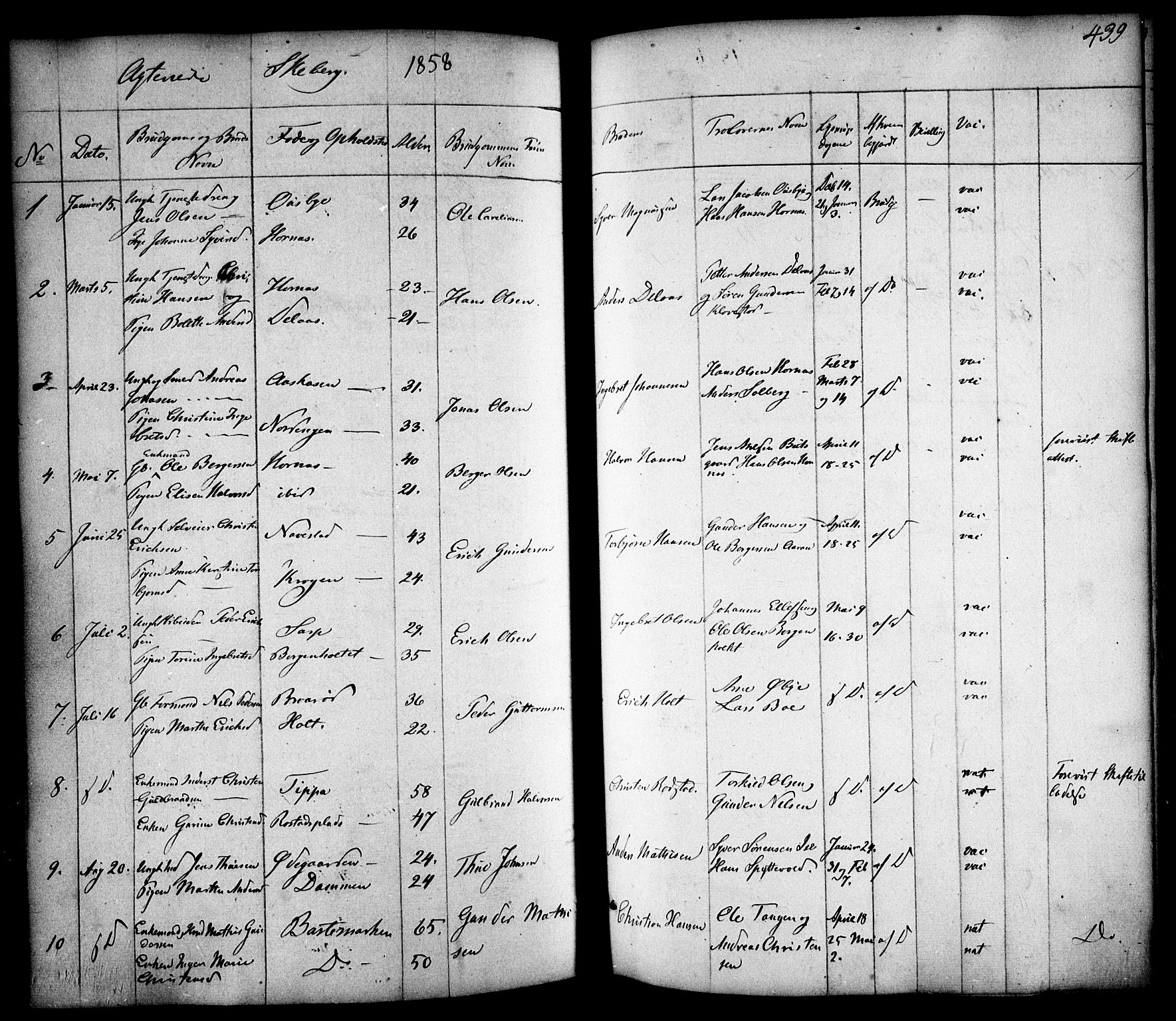 Skjeberg prestekontor Kirkebøker, SAO/A-10923/F/Fa/L0006: Parish register (official) no. I 6, 1846-1858, p. 439