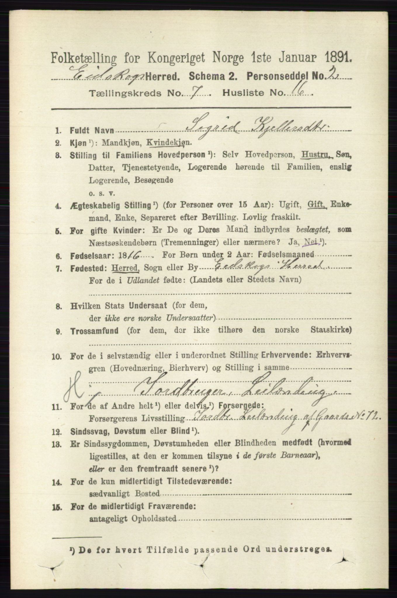 RA, 1891 census for 0420 Eidskog, 1891, p. 3776