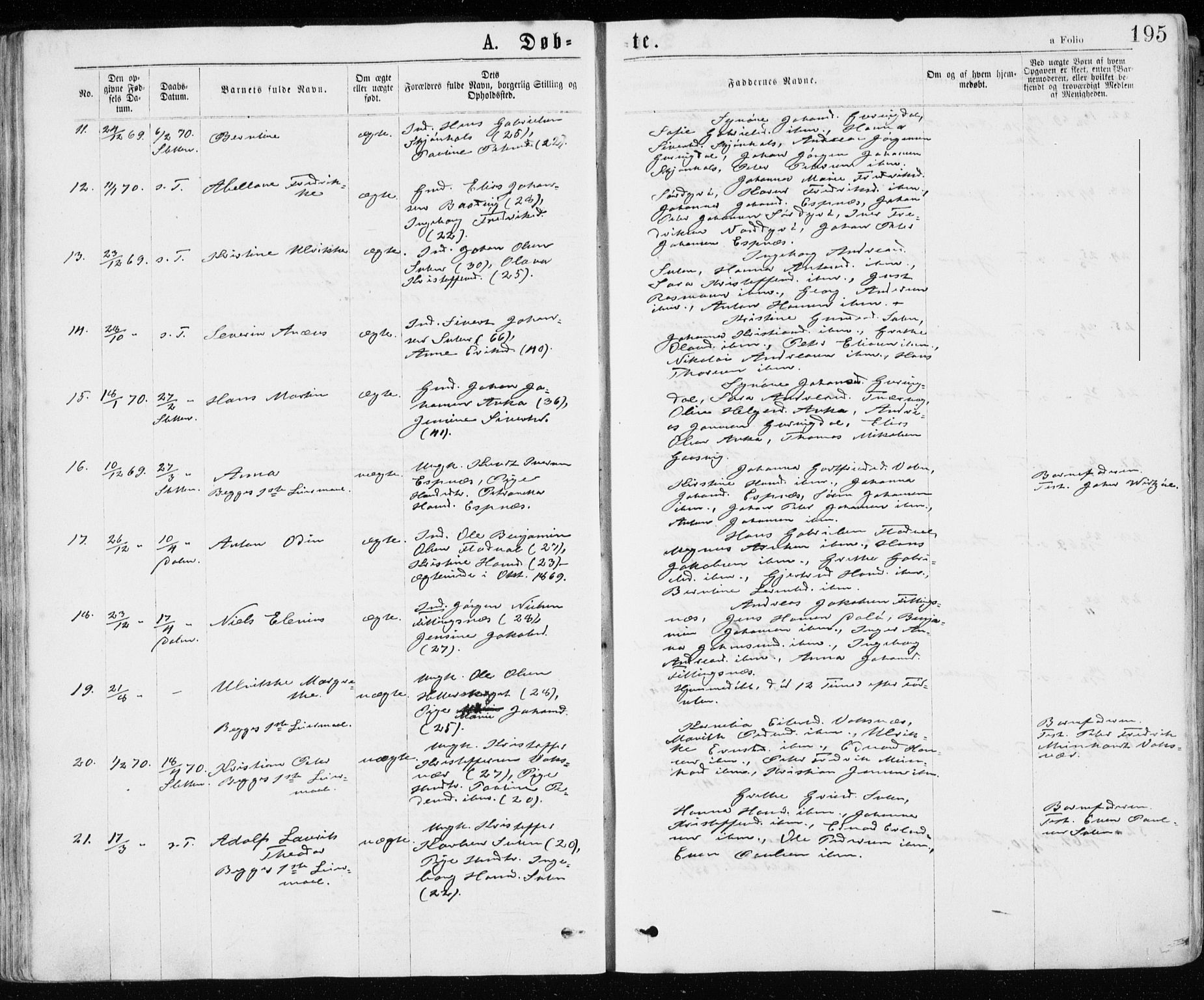 Ministerialprotokoller, klokkerbøker og fødselsregistre - Sør-Trøndelag, SAT/A-1456/640/L0576: Parish register (official) no. 640A01, 1846-1876, p. 195