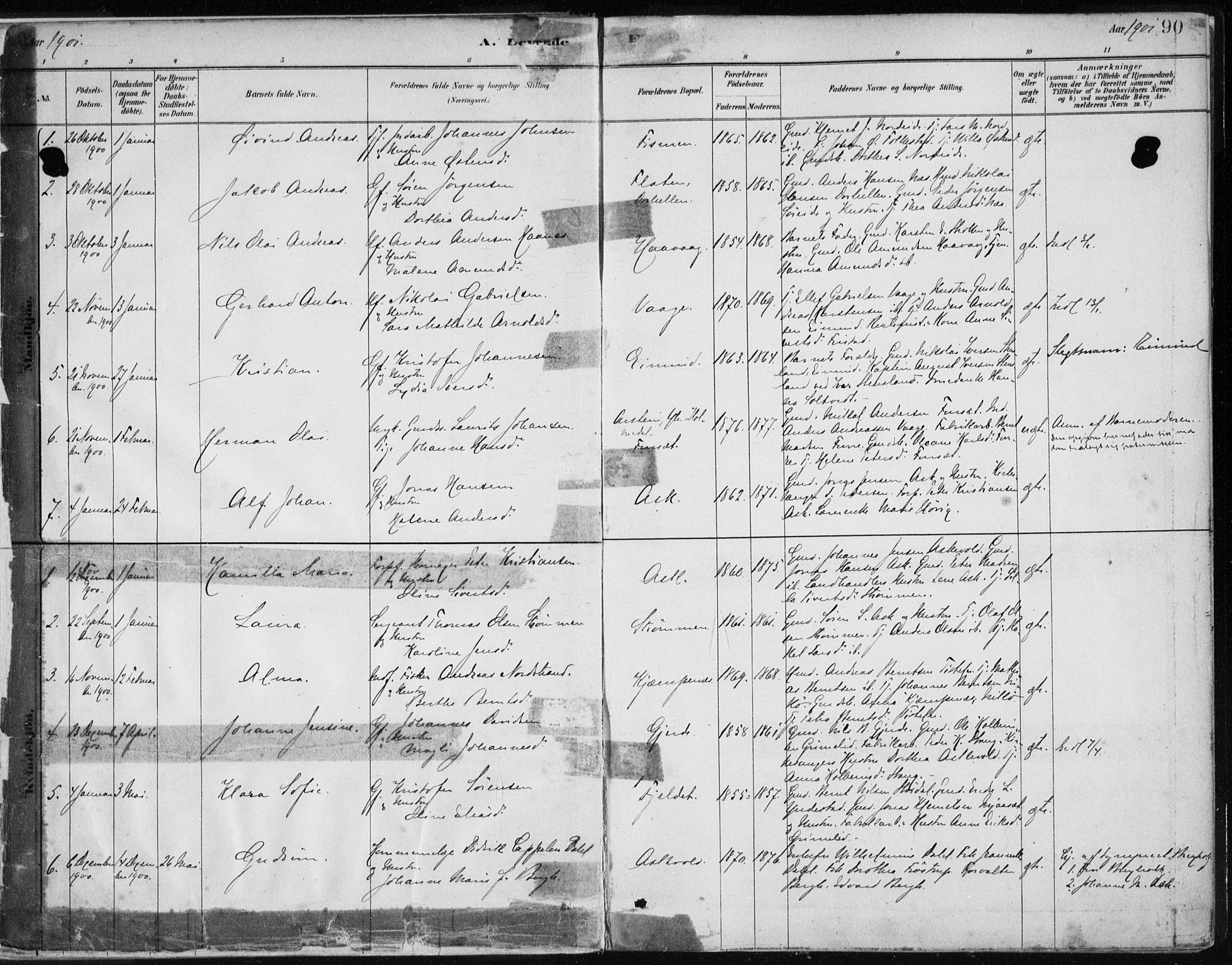 Askvoll sokneprestembete, SAB/A-79501/H/Haa/Haab/L0002: Parish register (official) no. B 2, 1879-1909, p. 90