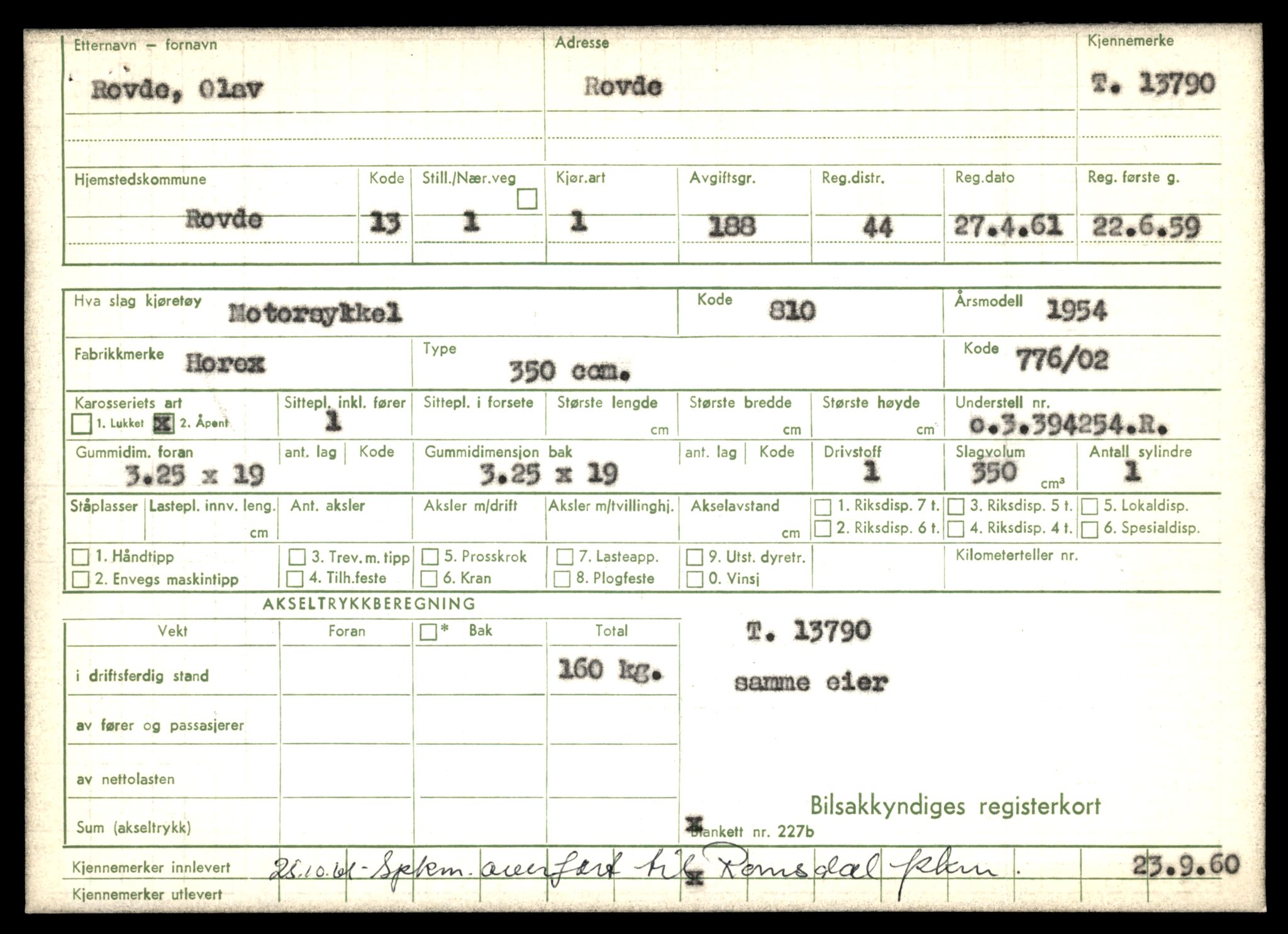 Møre og Romsdal vegkontor - Ålesund trafikkstasjon, AV/SAT-A-4099/F/Fe/L0041: Registreringskort for kjøretøy T 13710 - T 13905, 1927-1998, p. 1385