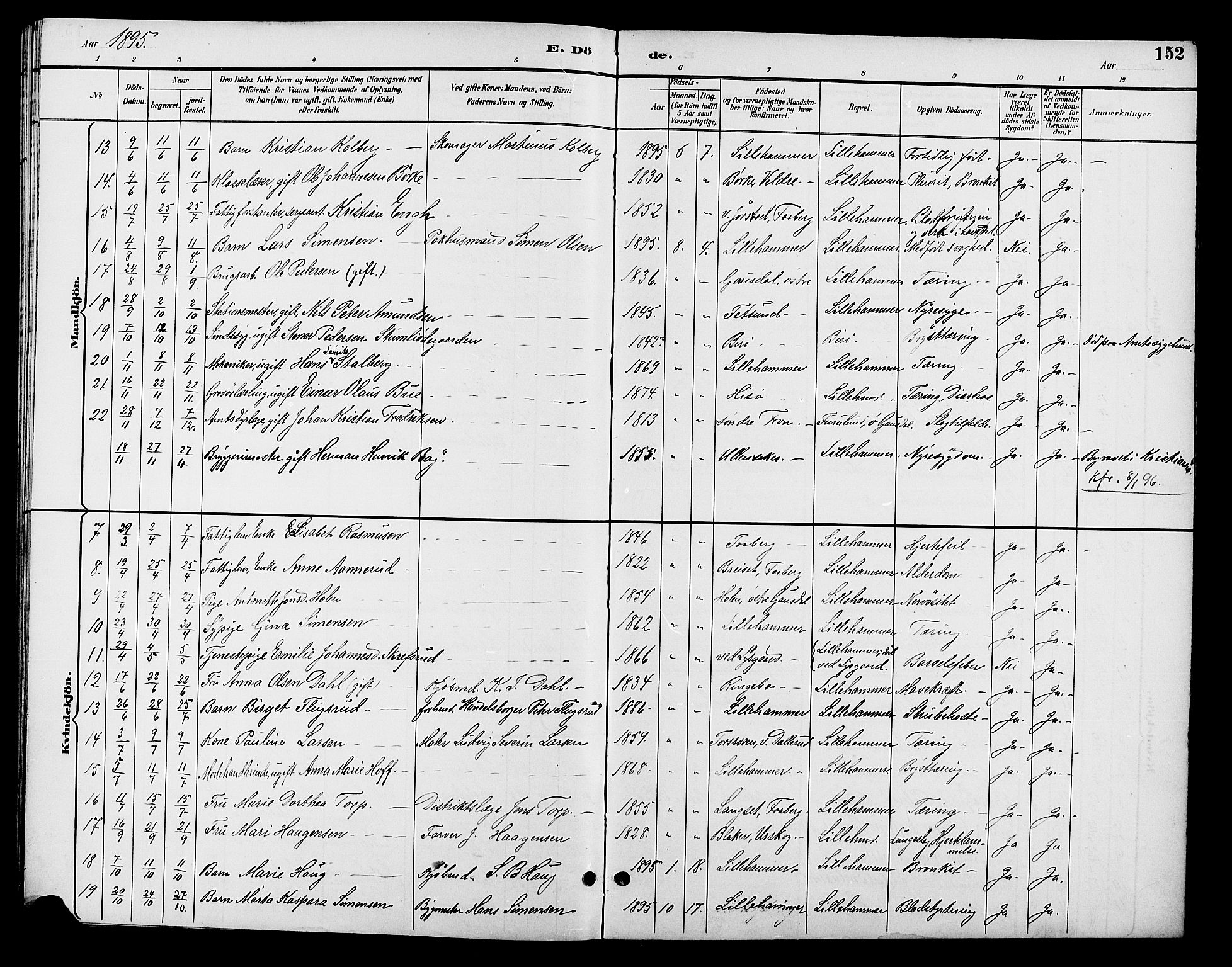 Fåberg prestekontor, AV/SAH-PREST-086/H/Ha/Hab/L0008: Parish register (copy) no. 8, 1891-1900, p. 152