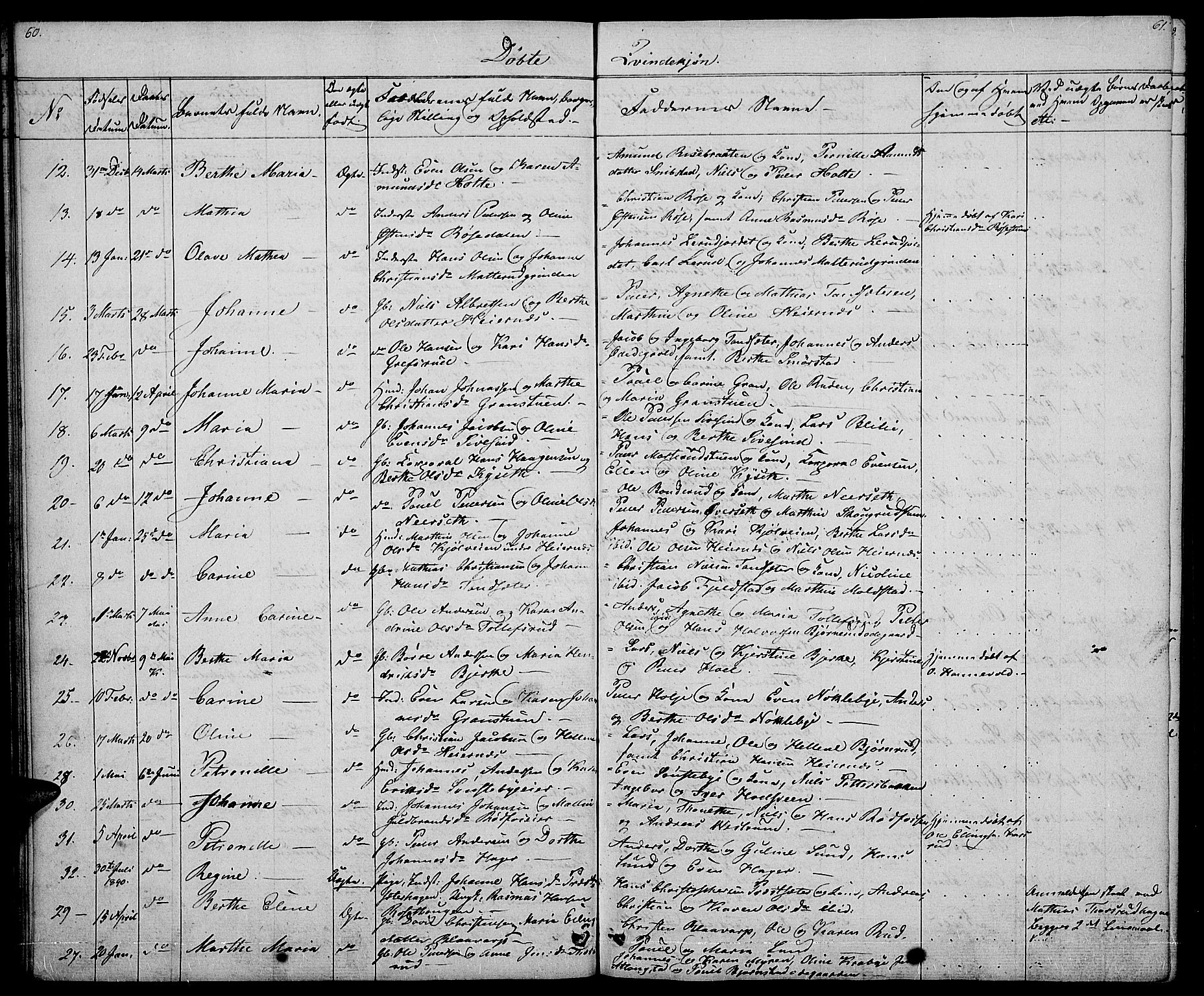 Vestre Toten prestekontor, AV/SAH-PREST-108/H/Ha/Hab/L0002: Parish register (copy) no. 2, 1836-1848, p. 60-61