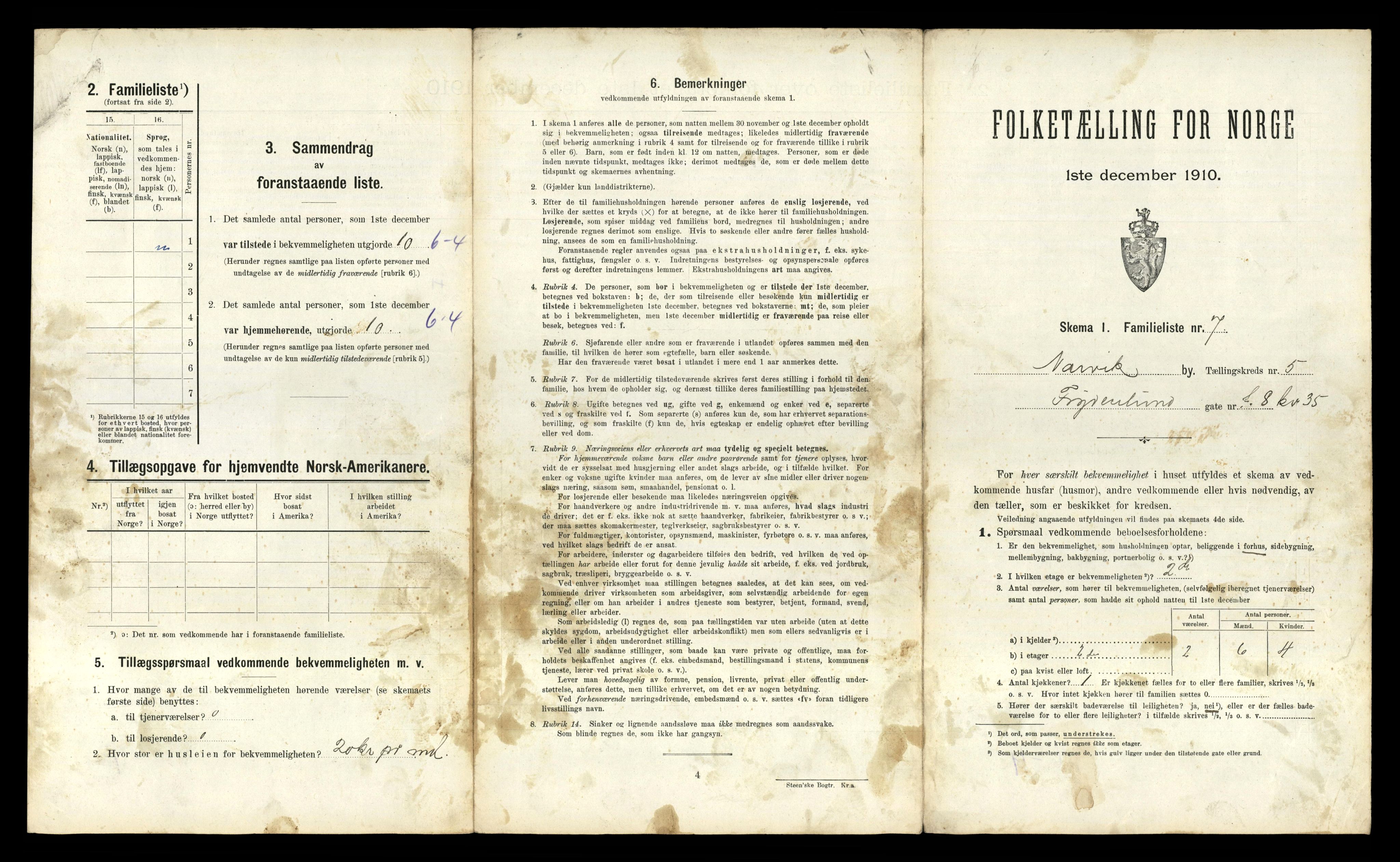 RA, 1910 census for Narvik, 1910, p. 1929