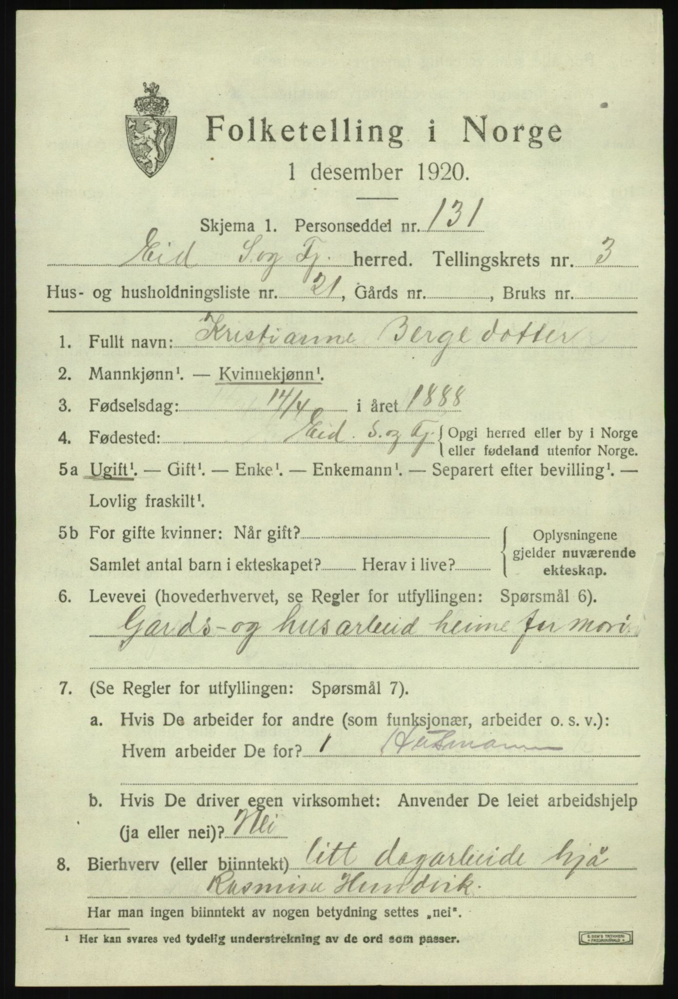 SAB, 1920 census for Eid, 1920, p. 2260