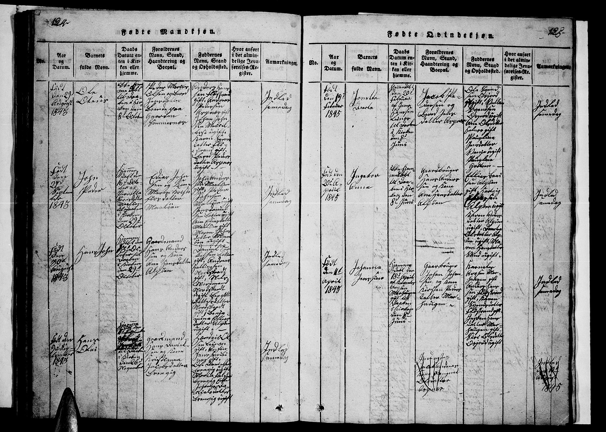 Ministerialprotokoller, klokkerbøker og fødselsregistre - Nordland, AV/SAT-A-1459/857/L0826: Parish register (copy) no. 857C01, 1821-1852, p. 124-125