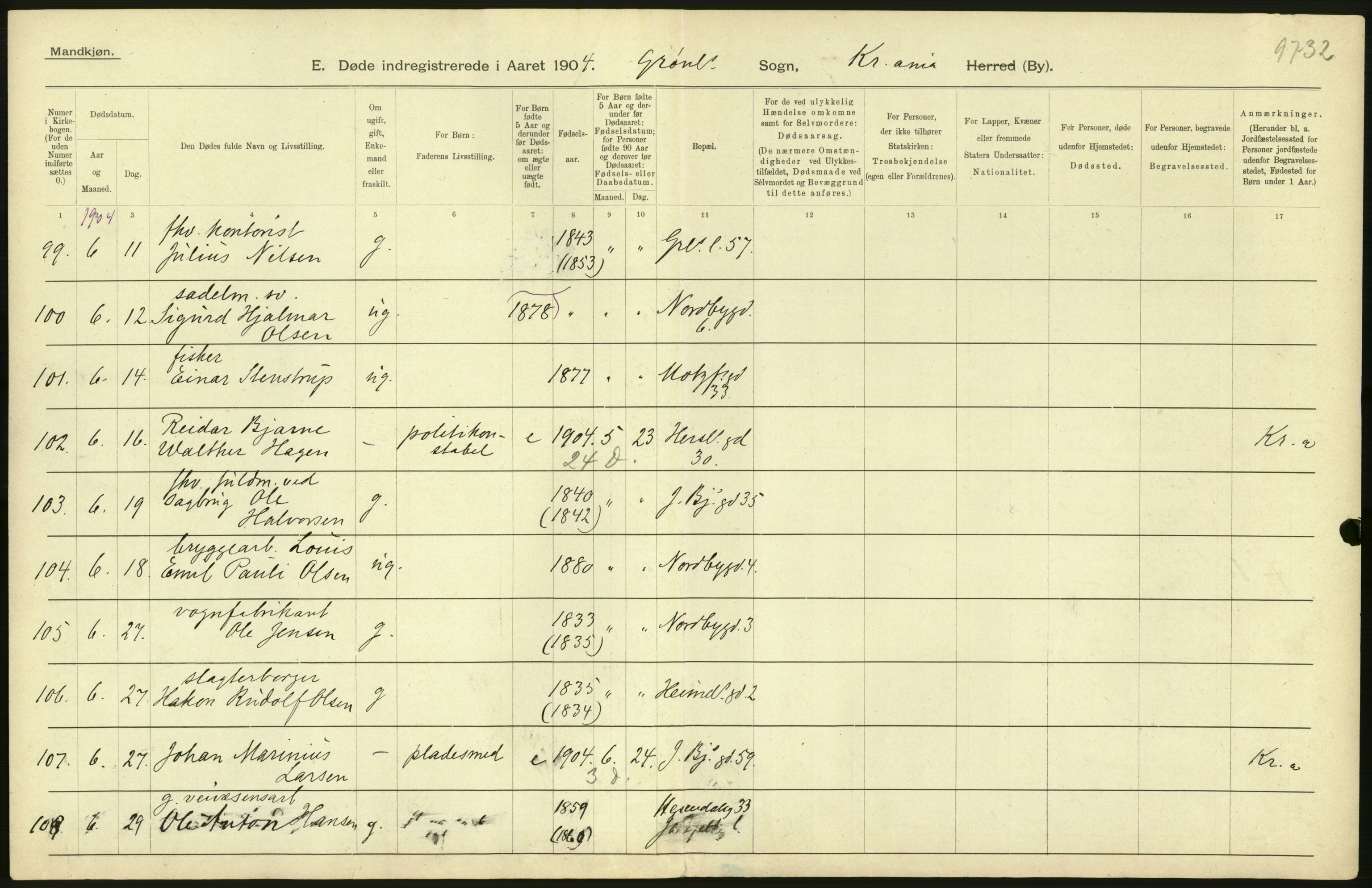 Statistisk sentralbyrå, Sosiodemografiske emner, Befolkning, AV/RA-S-2228/D/Df/Dfa/Dfab/L0004: Kristiania: Gifte, døde, 1904, p. 648