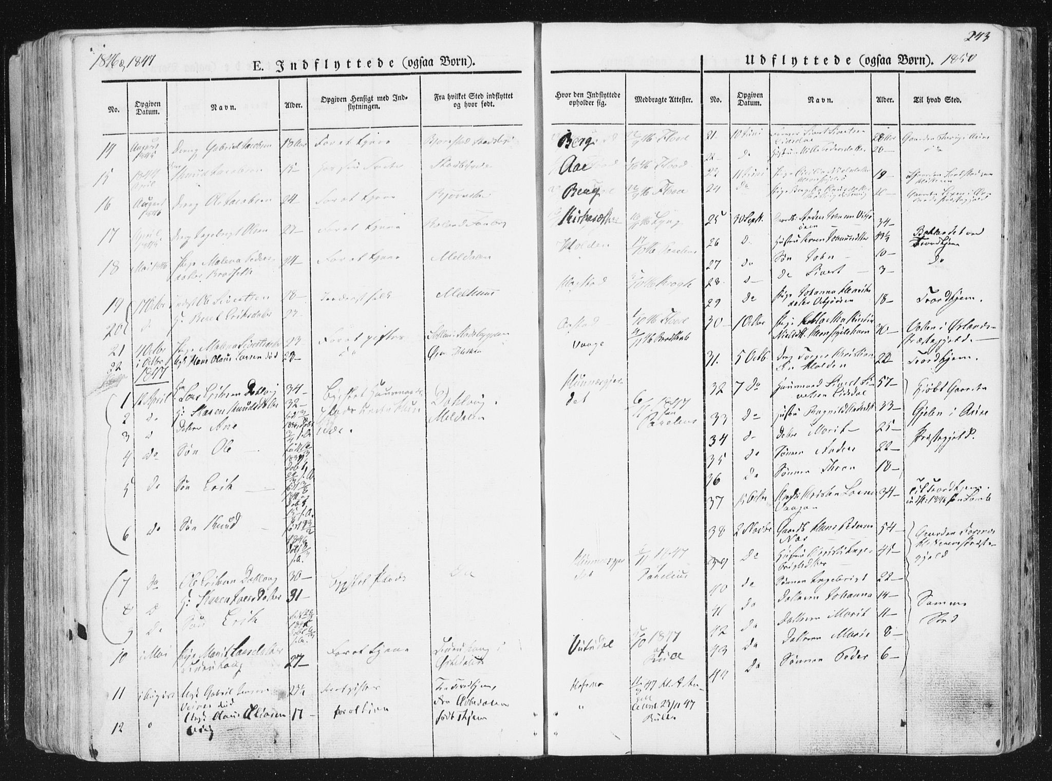 Ministerialprotokoller, klokkerbøker og fødselsregistre - Sør-Trøndelag, AV/SAT-A-1456/630/L0493: Parish register (official) no. 630A06, 1841-1851, p. 243