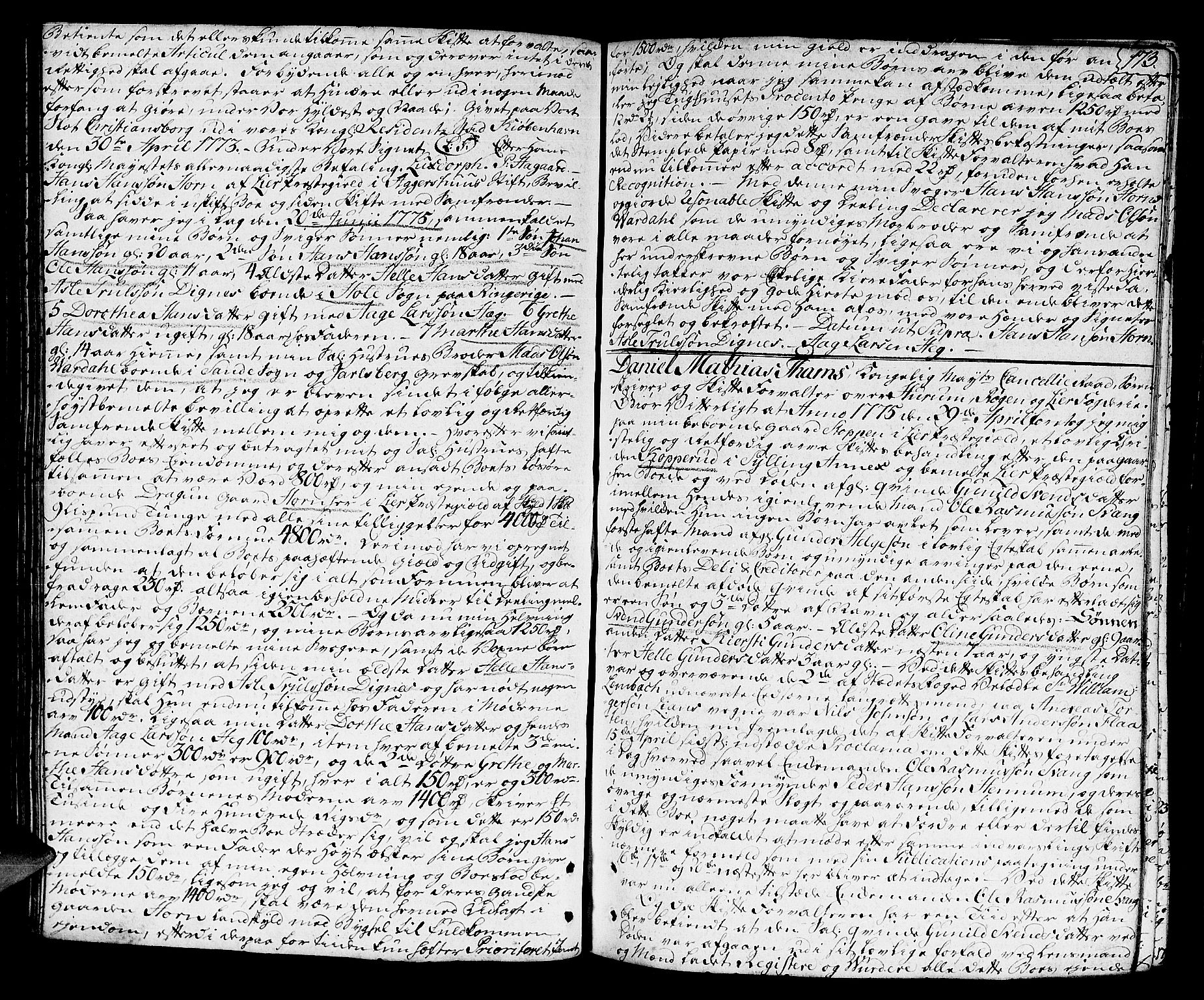Lier, Røyken og Hurum sorenskriveri, AV/SAKO-A-89/H/Hc/L0006: Skifteprotokoll, 1773-1789, p. 172b-173a