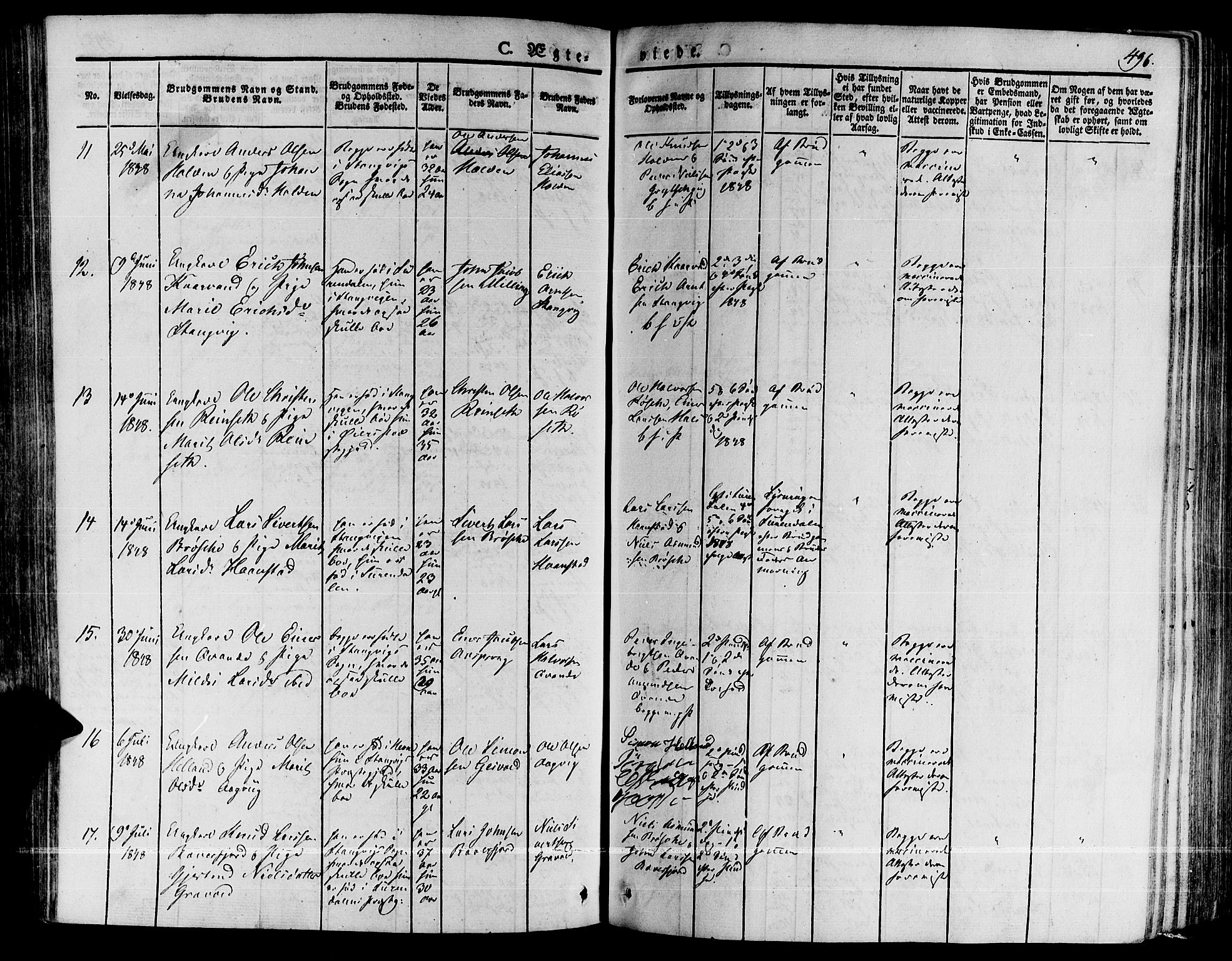 Ministerialprotokoller, klokkerbøker og fødselsregistre - Møre og Romsdal, AV/SAT-A-1454/592/L1024: Parish register (official) no. 592A03 /1, 1831-1849, p. 496