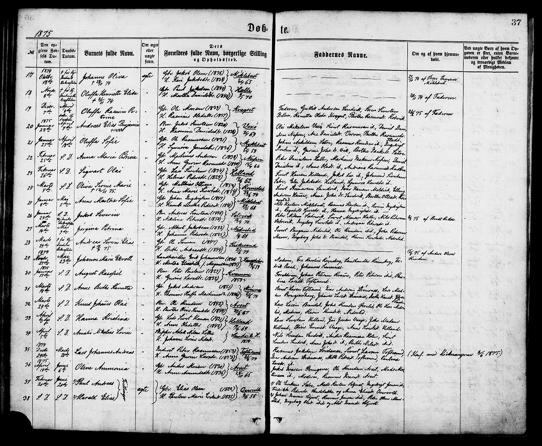 Ministerialprotokoller, klokkerbøker og fødselsregistre - Møre og Romsdal, AV/SAT-A-1454/503/L0035: Parish register (official) no. 503A03, 1865-1884, p. 37