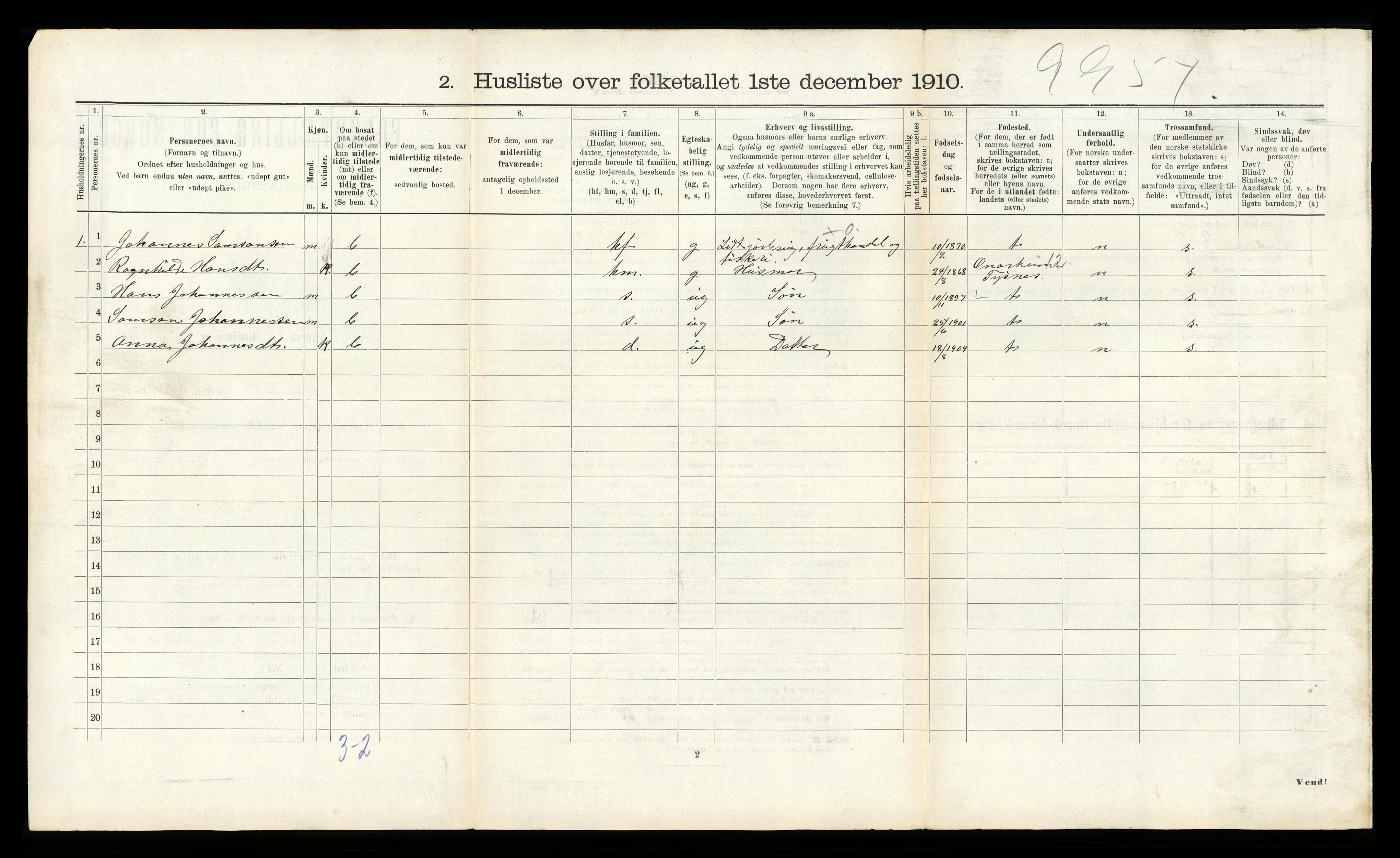 RA, 1910 census for Kvinnherad, 1910, p. 1338