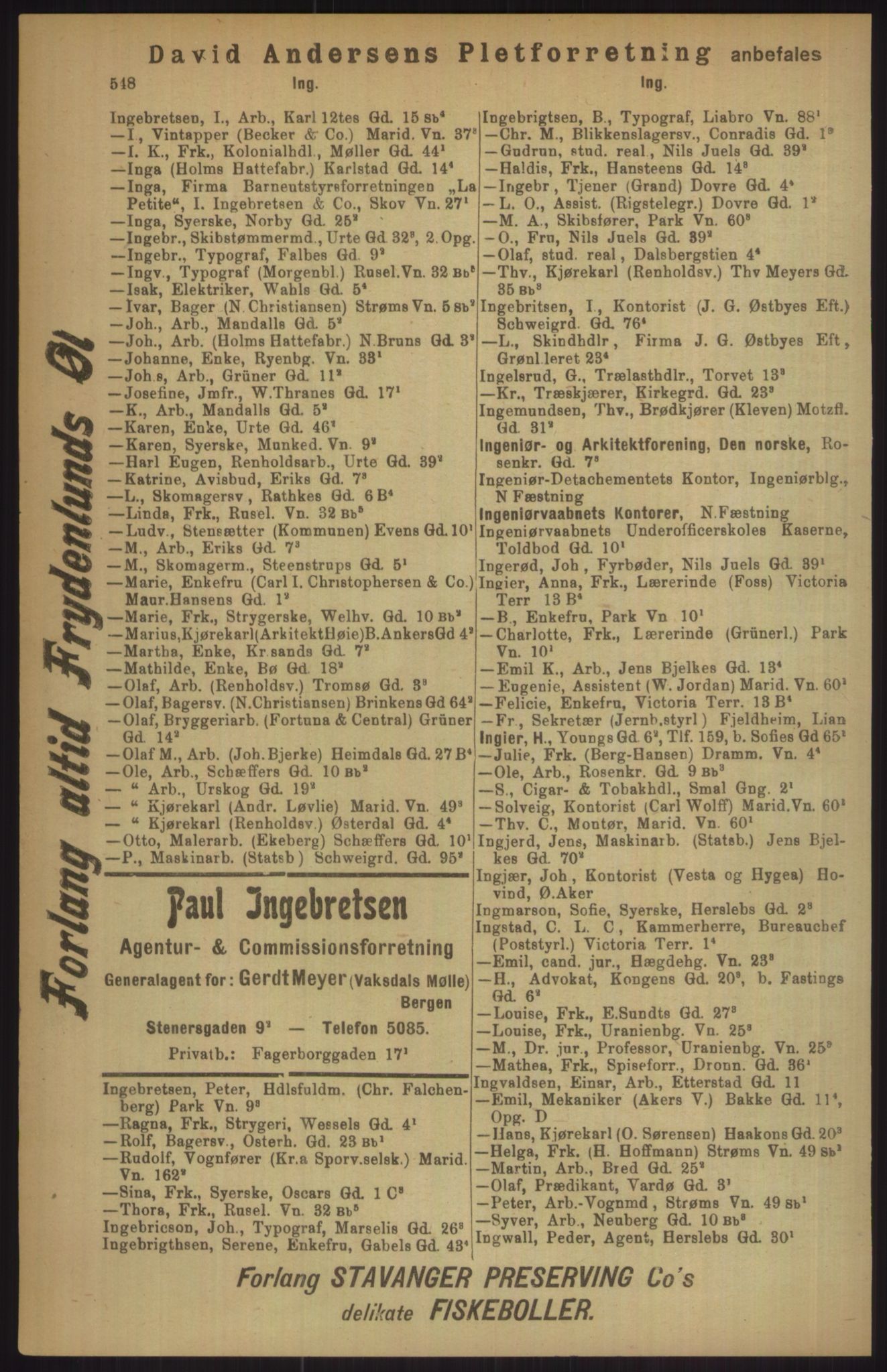 Kristiania/Oslo adressebok, PUBL/-, 1911, p. 548