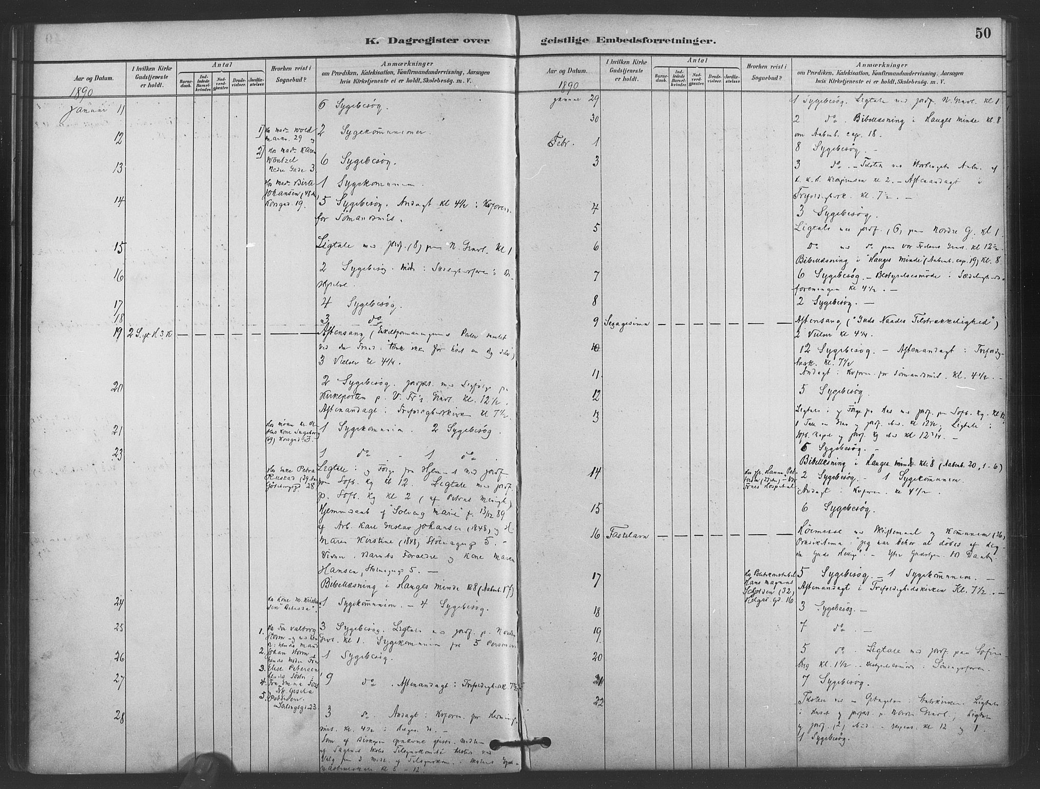 Paulus prestekontor Kirkebøker, AV/SAO-A-10871/I/Ib/L0001: Diary records no. II 1, 1882-1910, p. 50