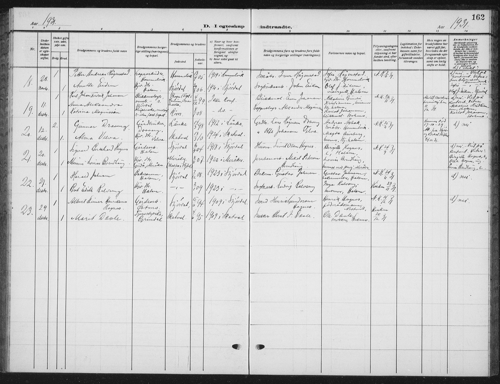 Ministerialprotokoller, klokkerbøker og fødselsregistre - Nord-Trøndelag, SAT/A-1458/709/L0088: Parish register (copy) no. 709C02, 1914-1934, p. 162
