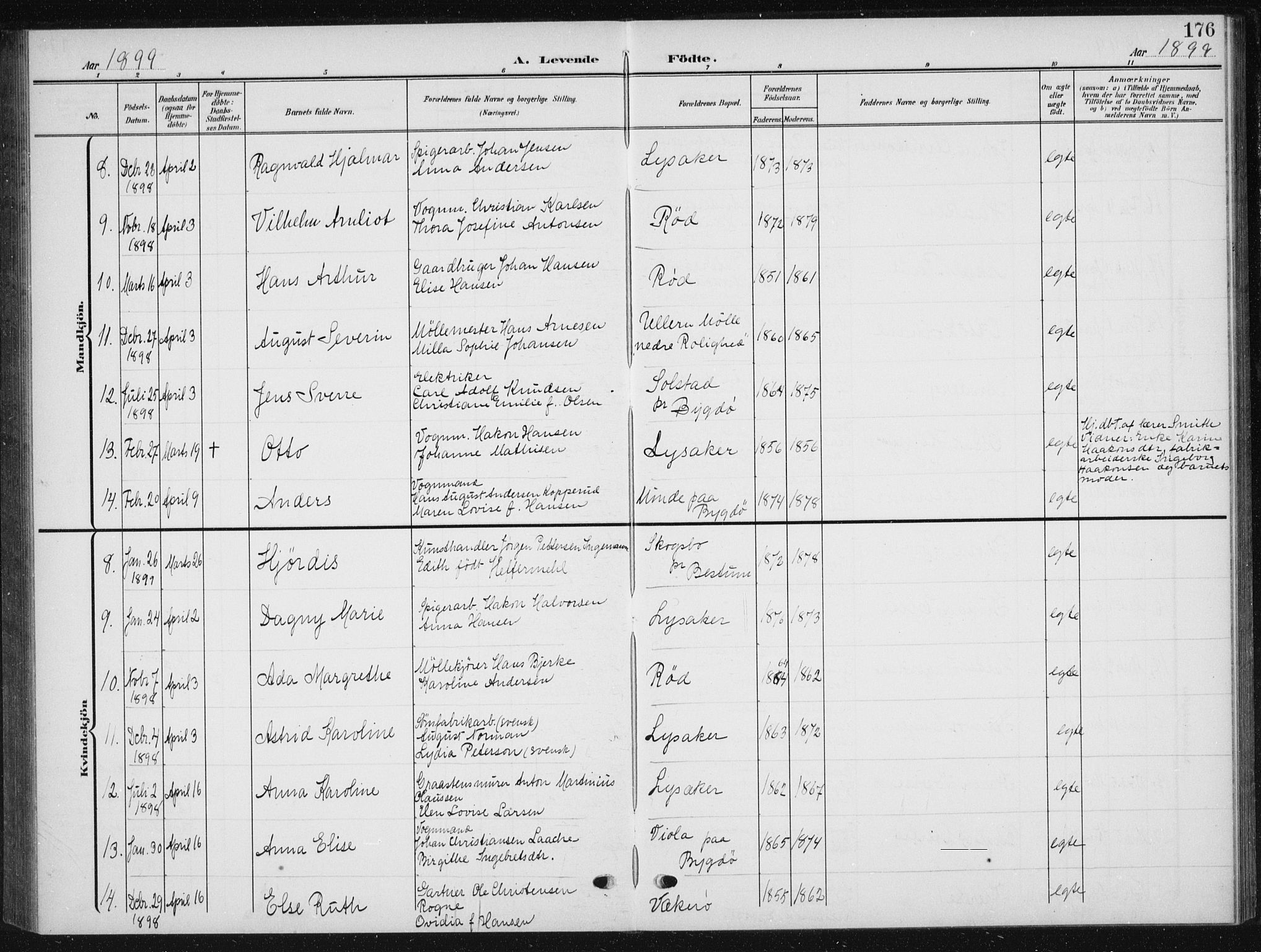 Vestre Aker prestekontor Kirkebøker, AV/SAO-A-10025/F/Fb/L0001: Parish register (official) no. II 1, 1880-1906, p. 176