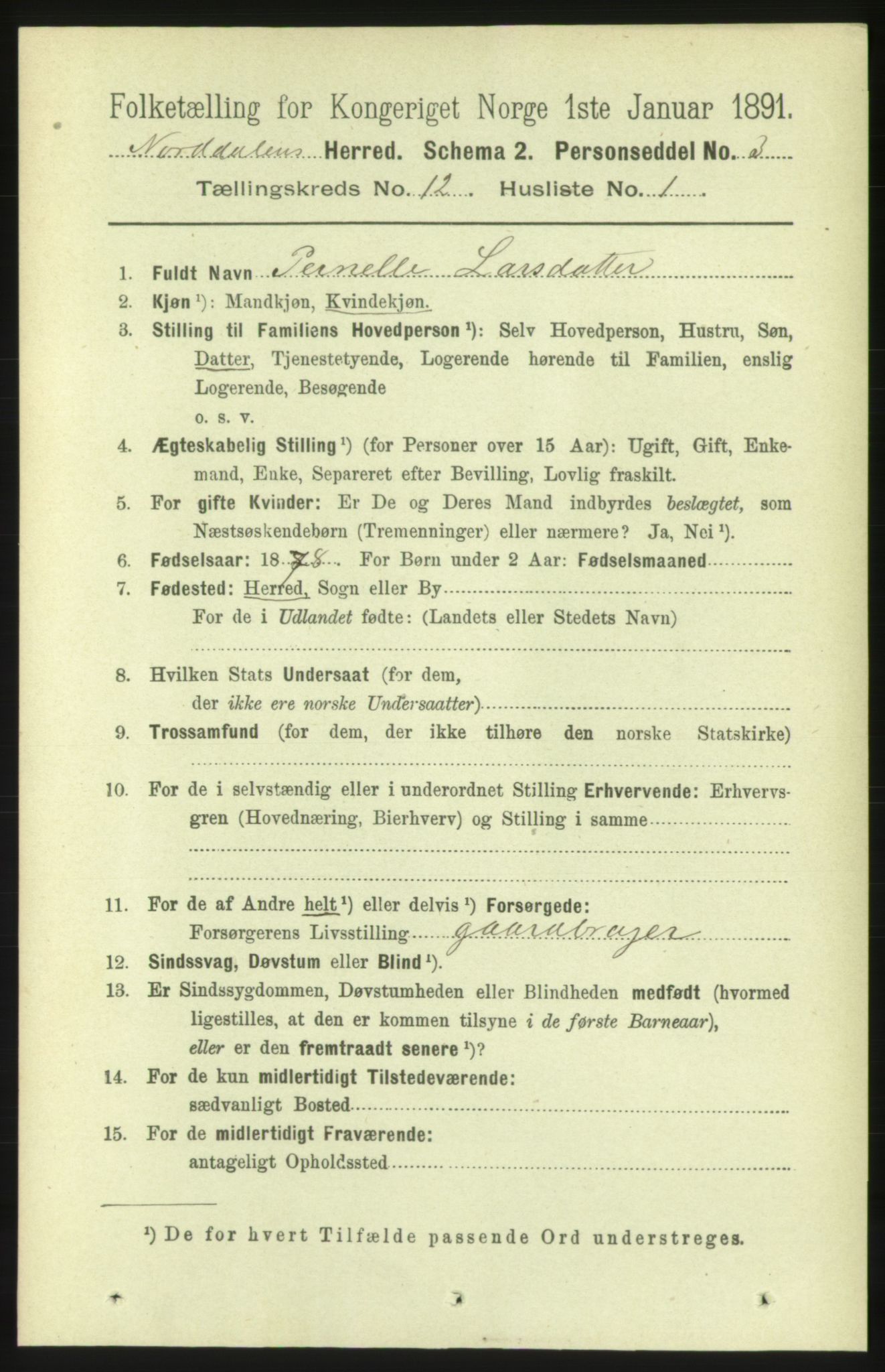 RA, 1891 census for 1524 Norddal, 1891, p. 2716