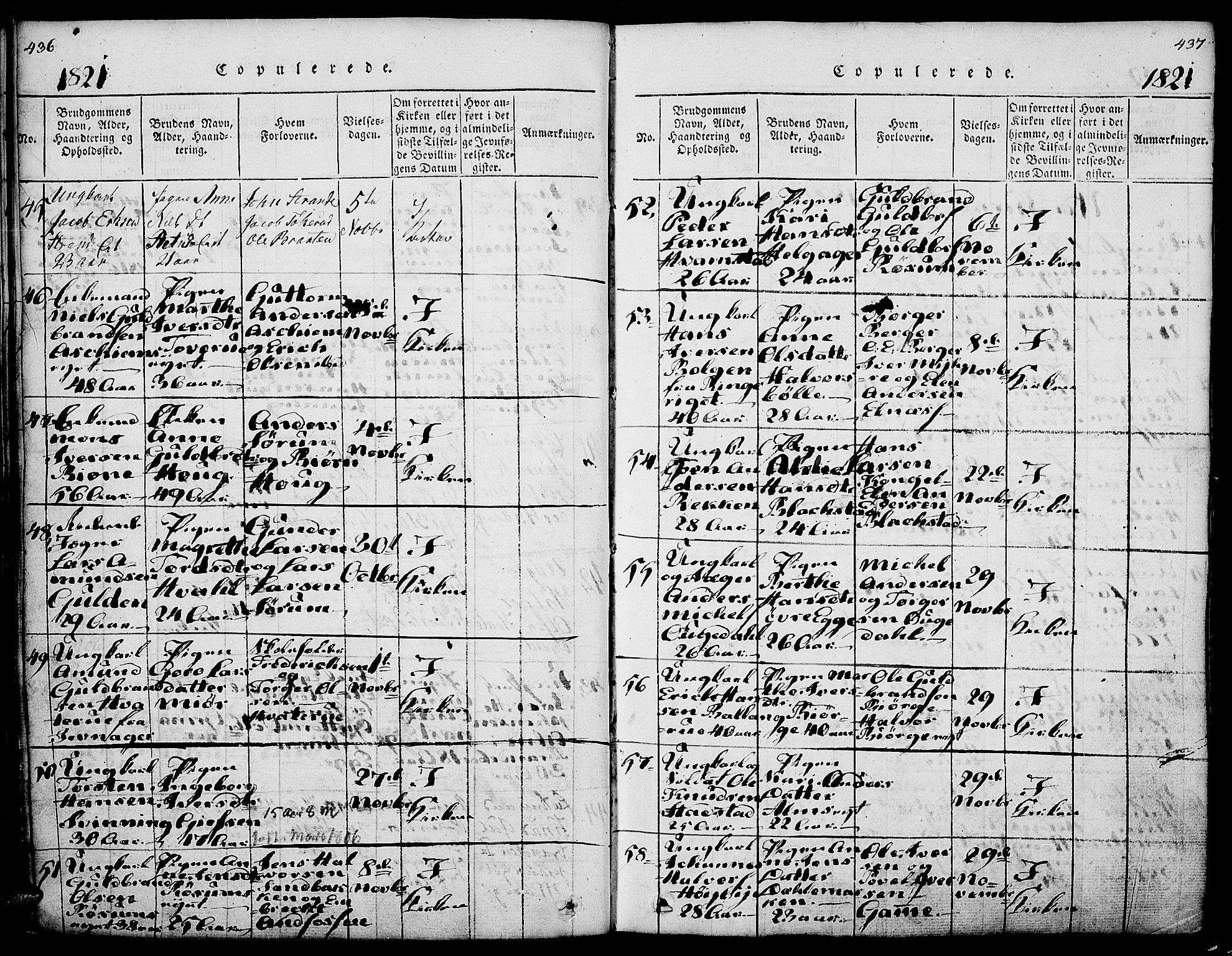 Gran prestekontor, AV/SAH-PREST-112/H/Ha/Haa/L0009: Parish register (official) no. 9, 1815-1824, p. 436-437