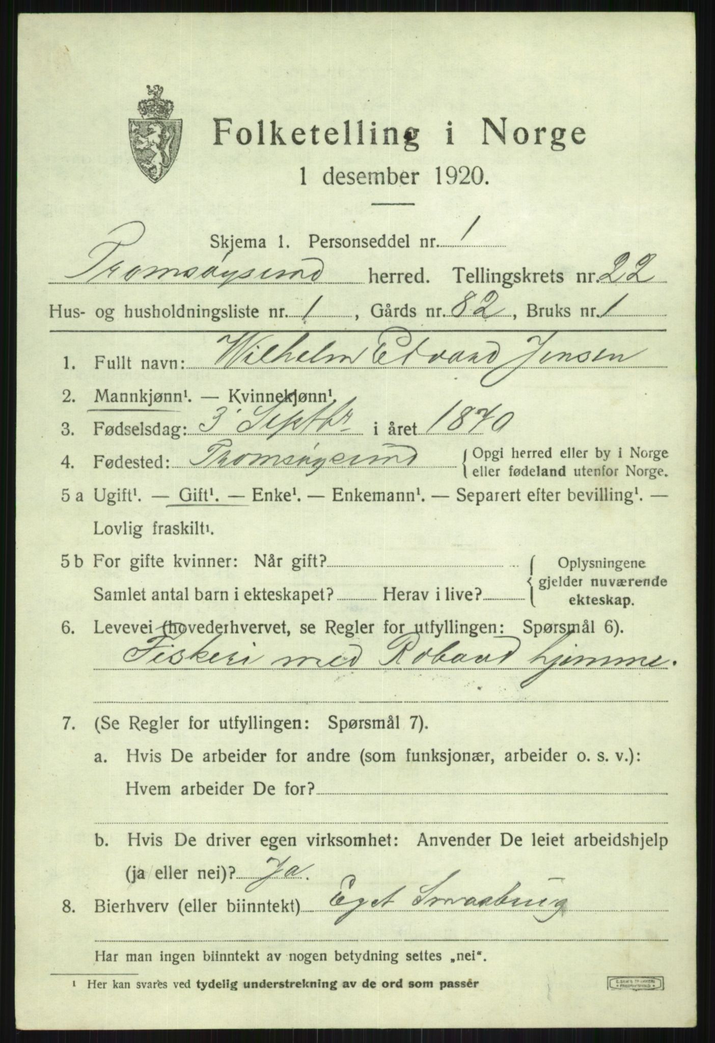 SATØ, 1920 census for Tromsøysund, 1920, p. 11264