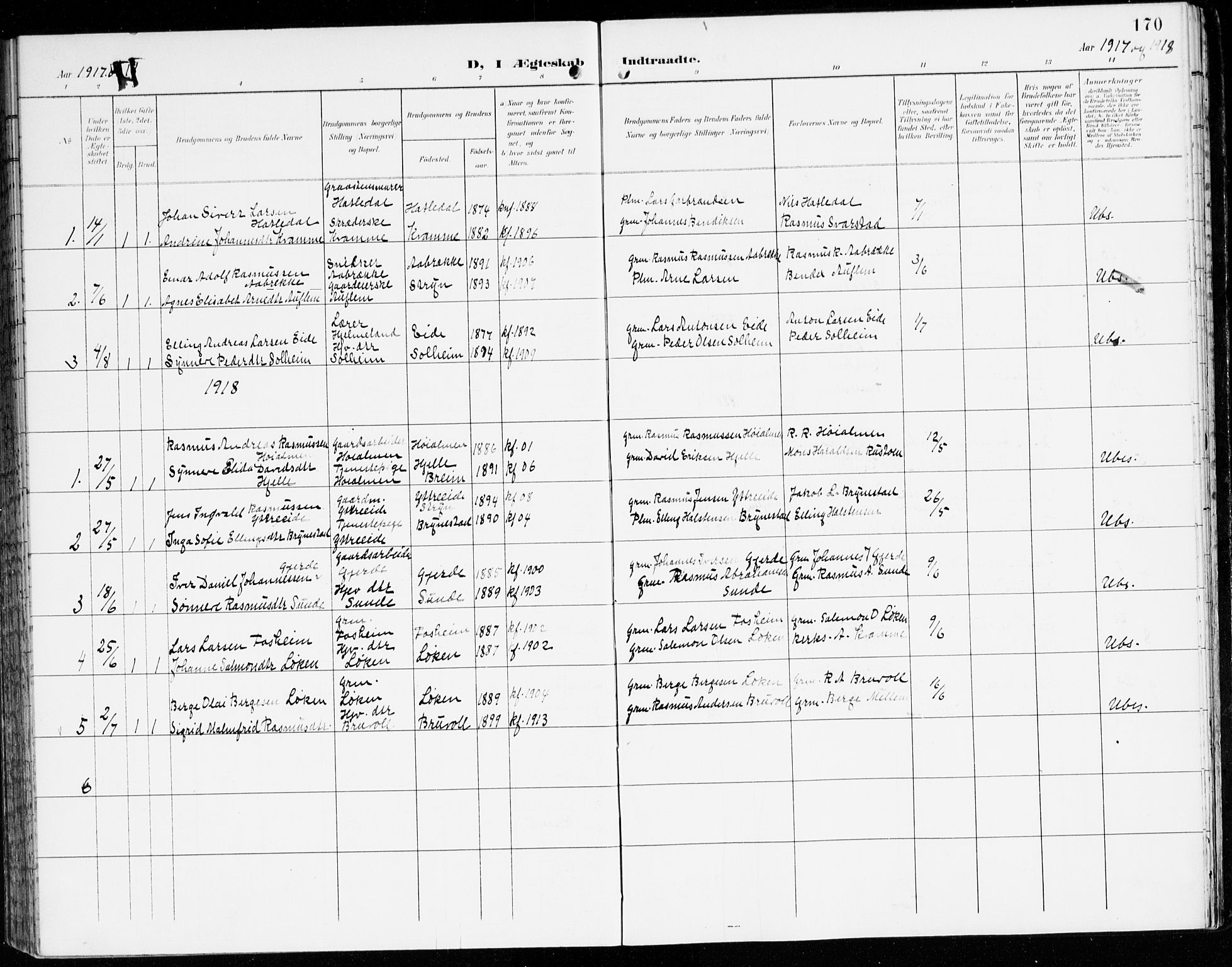 Innvik sokneprestembete, AV/SAB-A-80501: Parish register (official) no. C 2, 1900-1920, p. 170