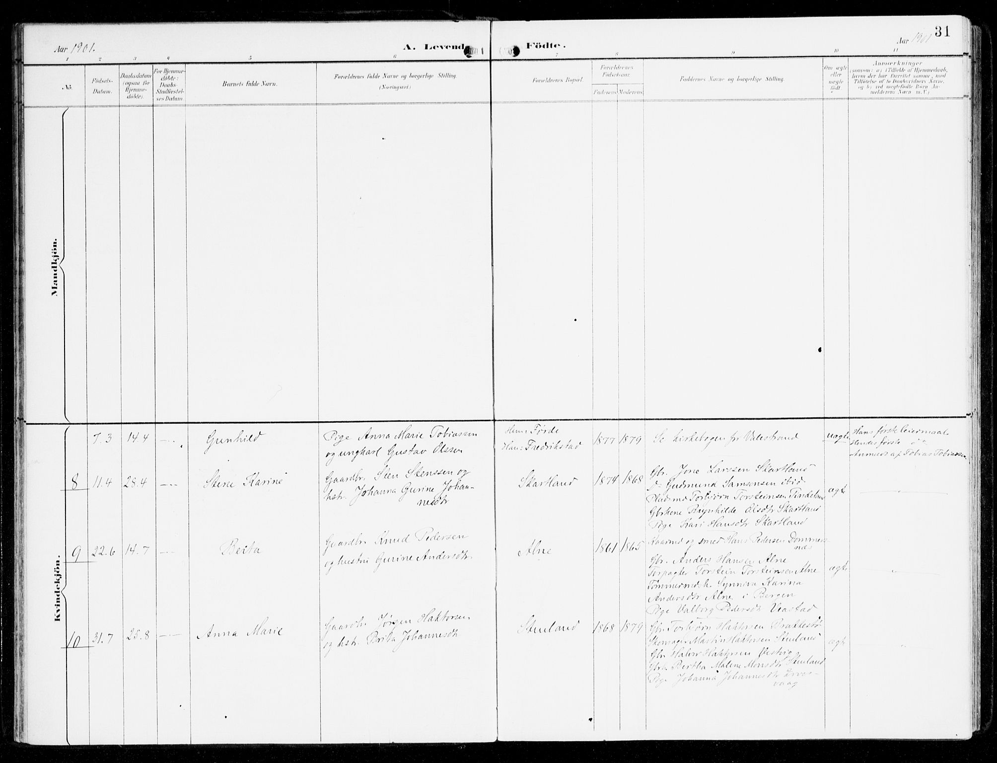 Sveio Sokneprestembete, AV/SAB-A-78501/H/Haa: Parish register (official) no. D 2, 1894-1916, p. 31