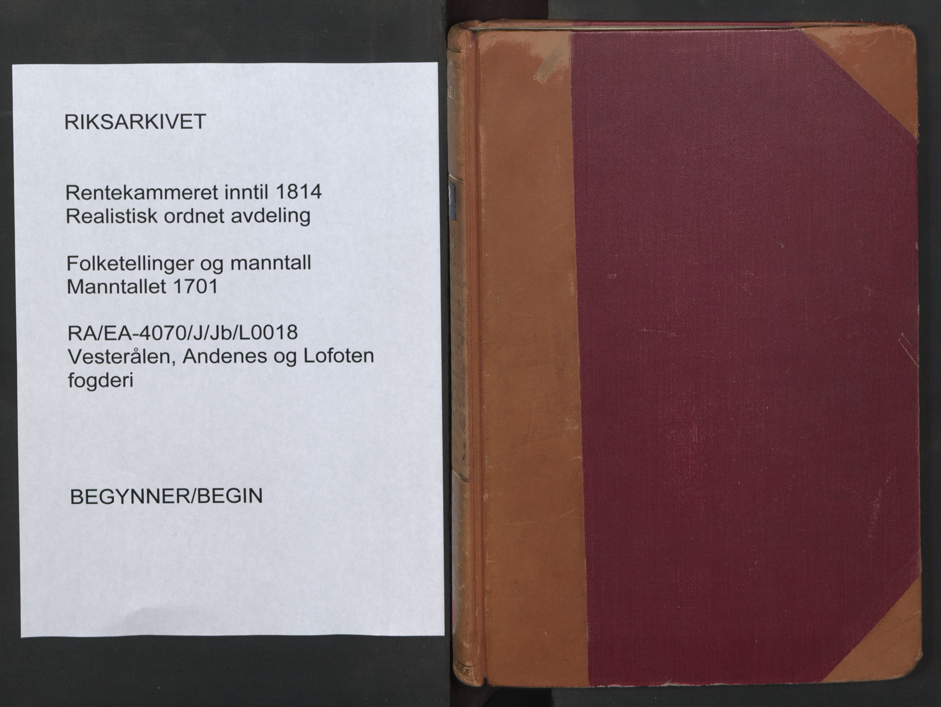 RA, Census (manntall) 1701, no. 18: Vesterålen, Andenes and Lofoten fogderi, 1701