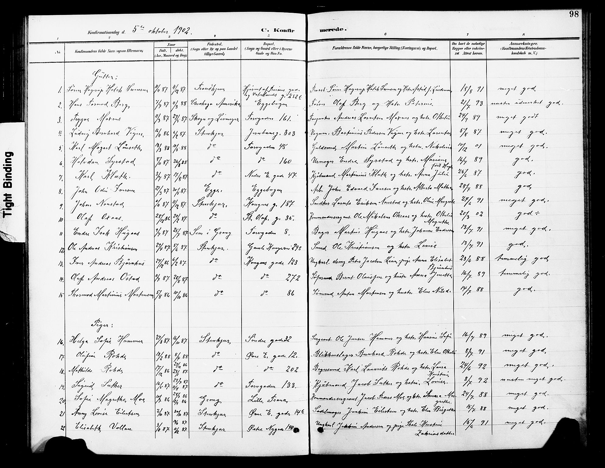 Ministerialprotokoller, klokkerbøker og fødselsregistre - Nord-Trøndelag, SAT/A-1458/739/L0375: Parish register (copy) no. 739C03, 1898-1908, p. 98