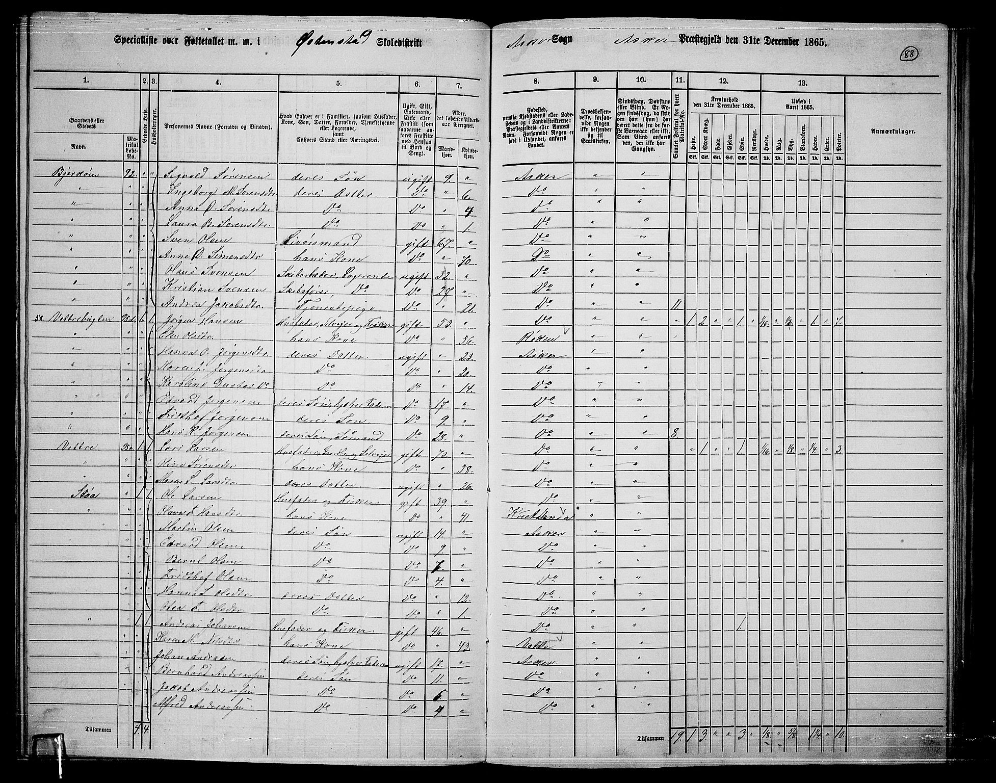 RA, 1865 census for Asker, 1865, p. 84