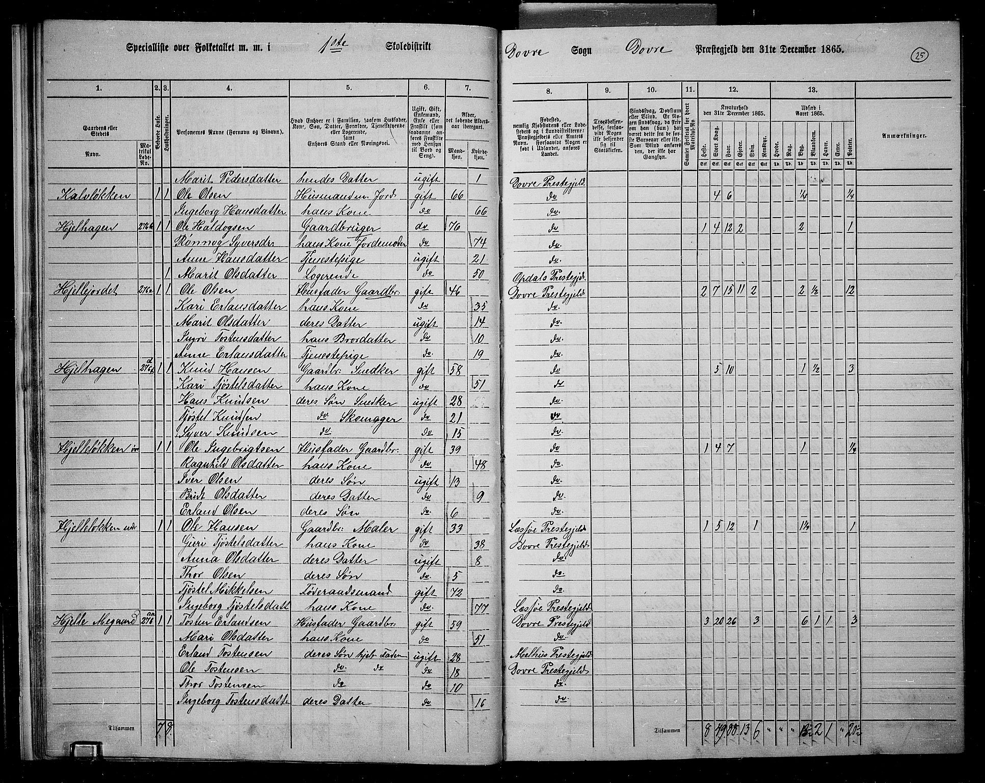 RA, 1865 census for Dovre, 1865, p. 26