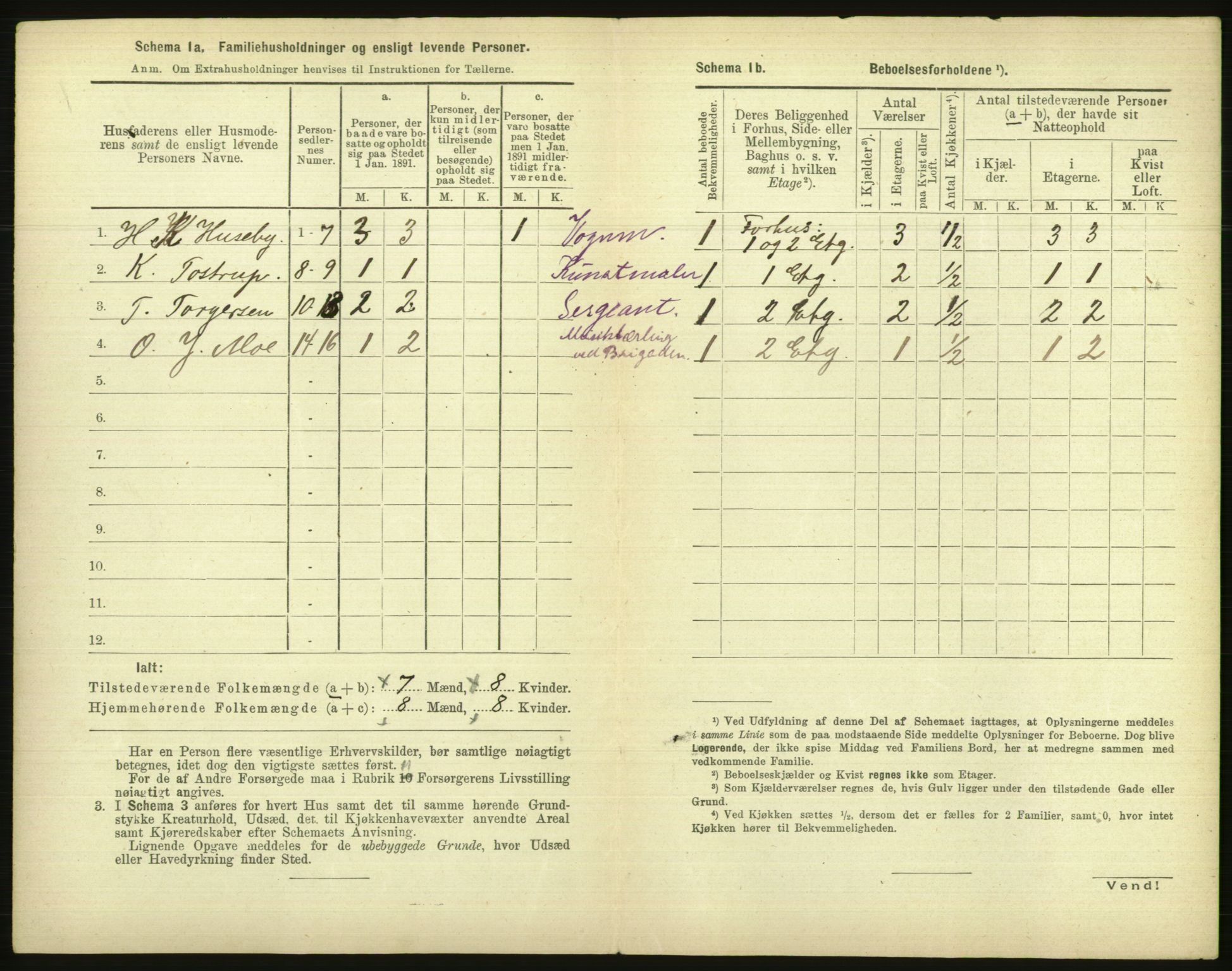 RA, 1891 census for 1001 Kristiansand, 1891, p. 581