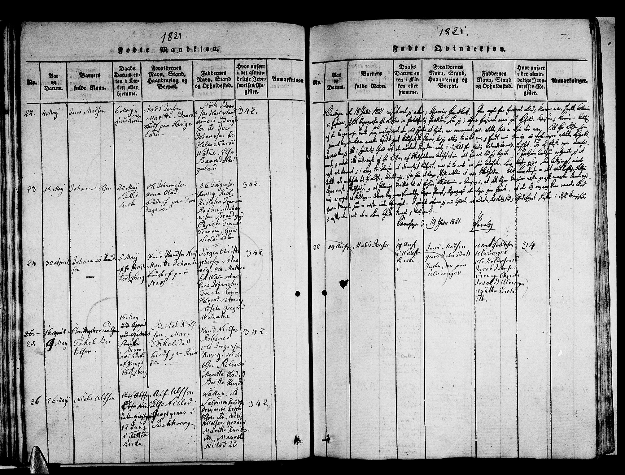 Stord sokneprestembete, AV/SAB-A-78201/H/Haa: Parish register (official) no. A 5, 1816-1825, p. 71