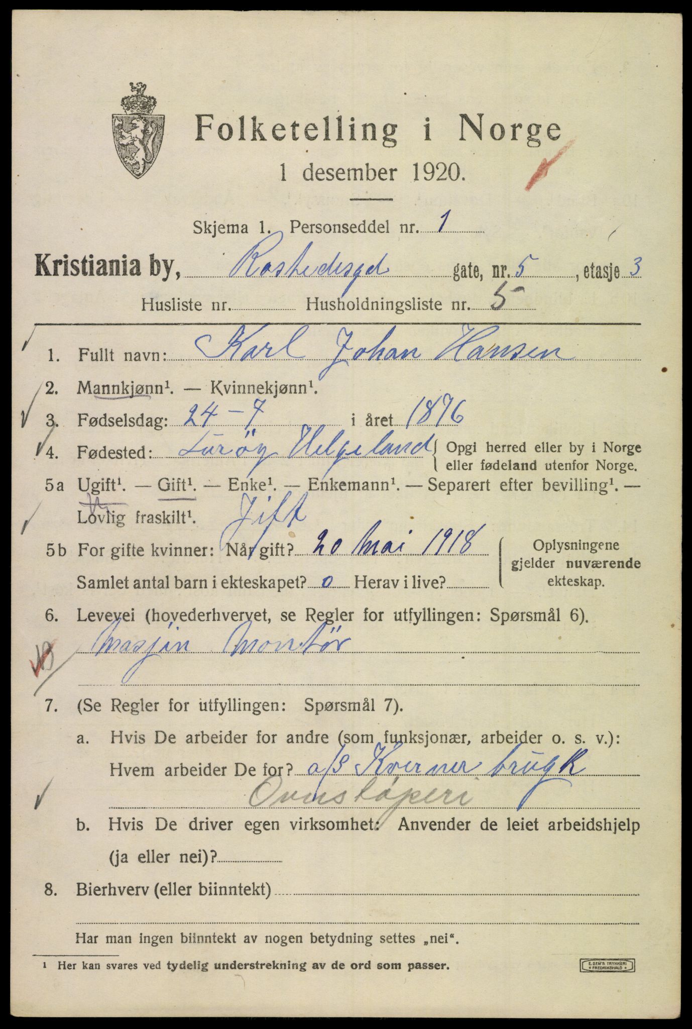 SAO, 1920 census for Kristiania, 1920, p. 467861