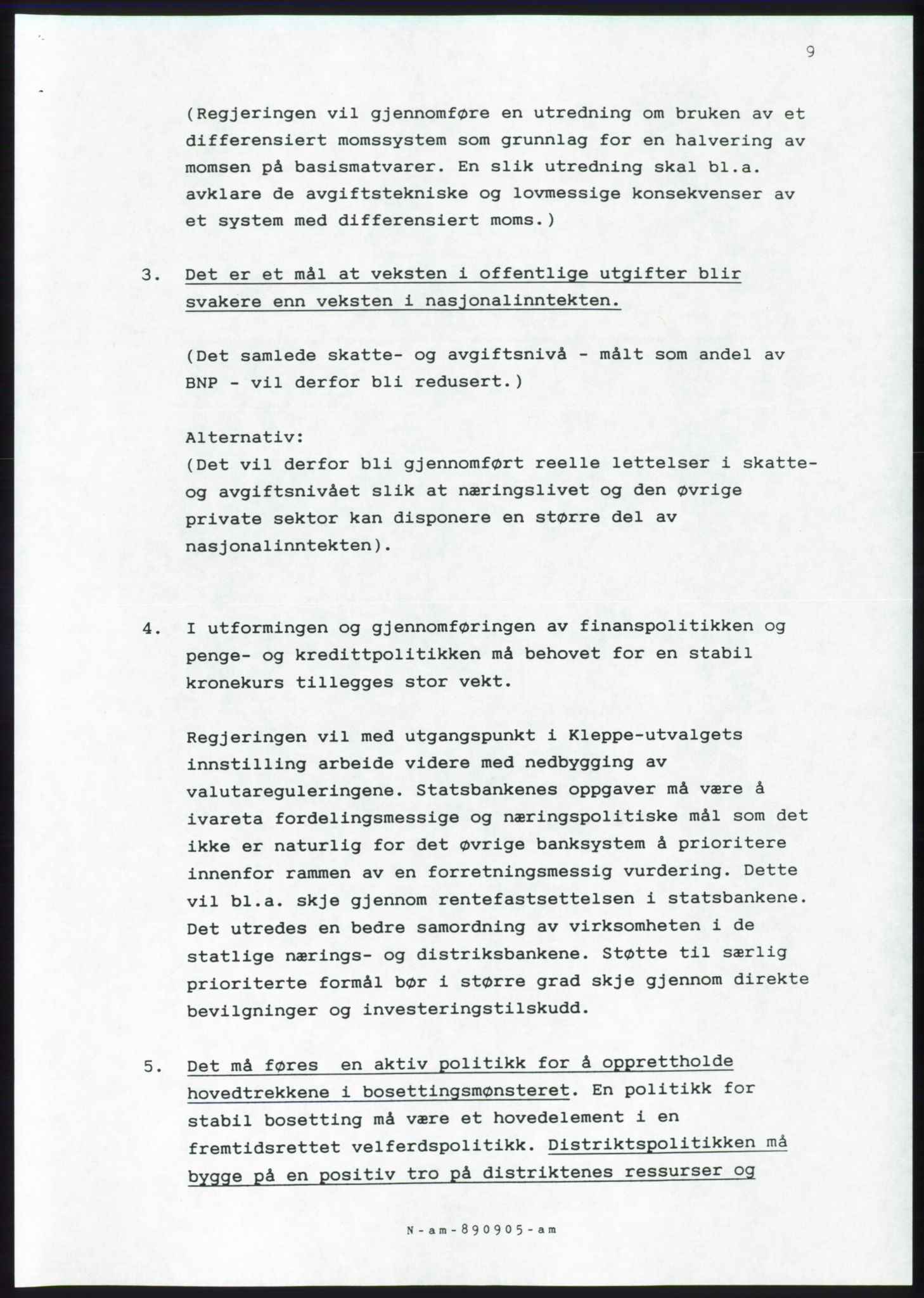 Forhandlingsmøtene 1989 mellom Høyre, KrF og Senterpartiet om dannelse av regjering, AV/RA-PA-0697/A/L0001: Forhandlingsprotokoll med vedlegg, 1989, p. 460