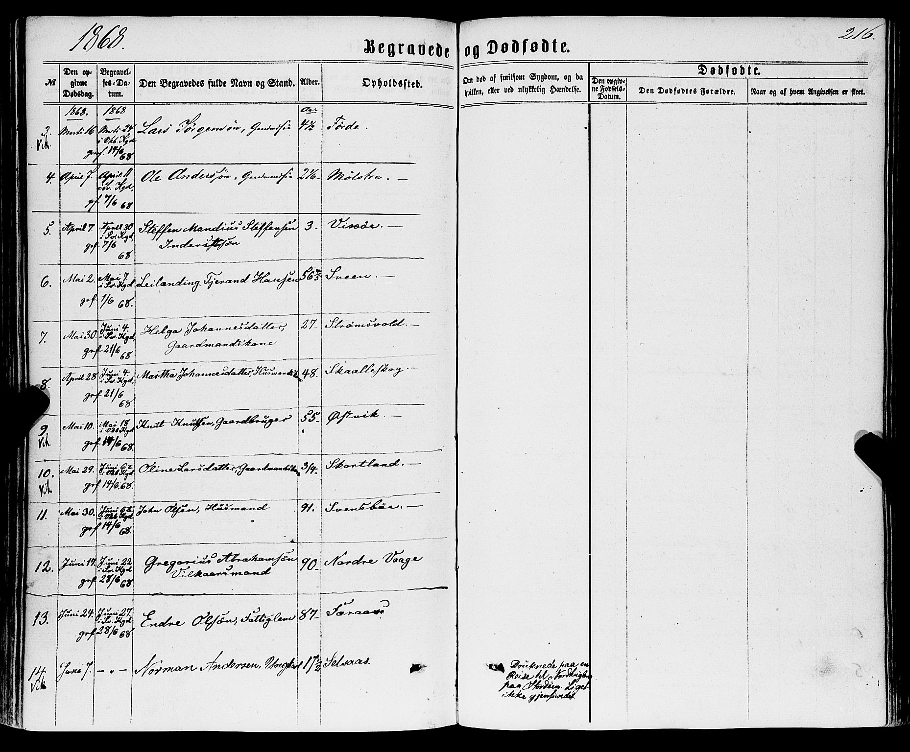 Sveio Sokneprestembete, AV/SAB-A-78501/H/Haa: Parish register (official) no. A 1, 1861-1877, p. 216