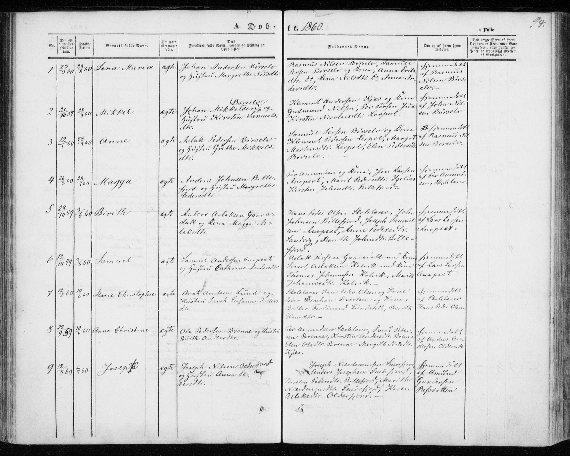 Kistrand/Porsanger sokneprestembete, SATØ/S-1351/H/Ha/L0004.kirke: Parish register (official) no. 4, 1843-1860, p. 94