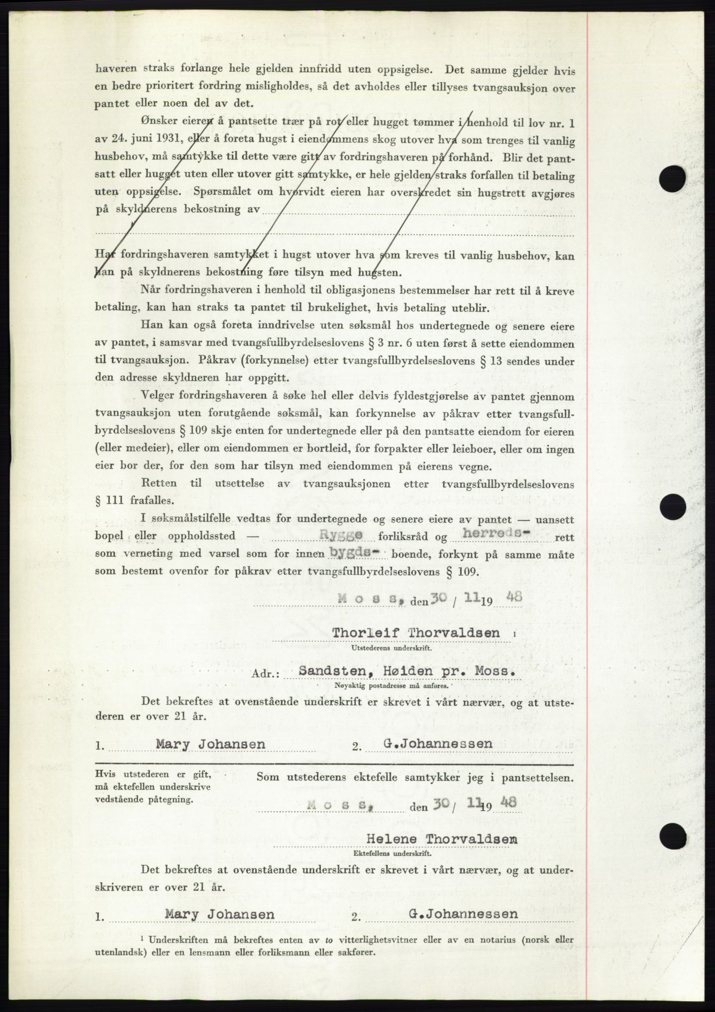 Moss sorenskriveri, AV/SAO-A-10168: Mortgage book no. B20, 1948-1948, Diary no: : 3082/1948