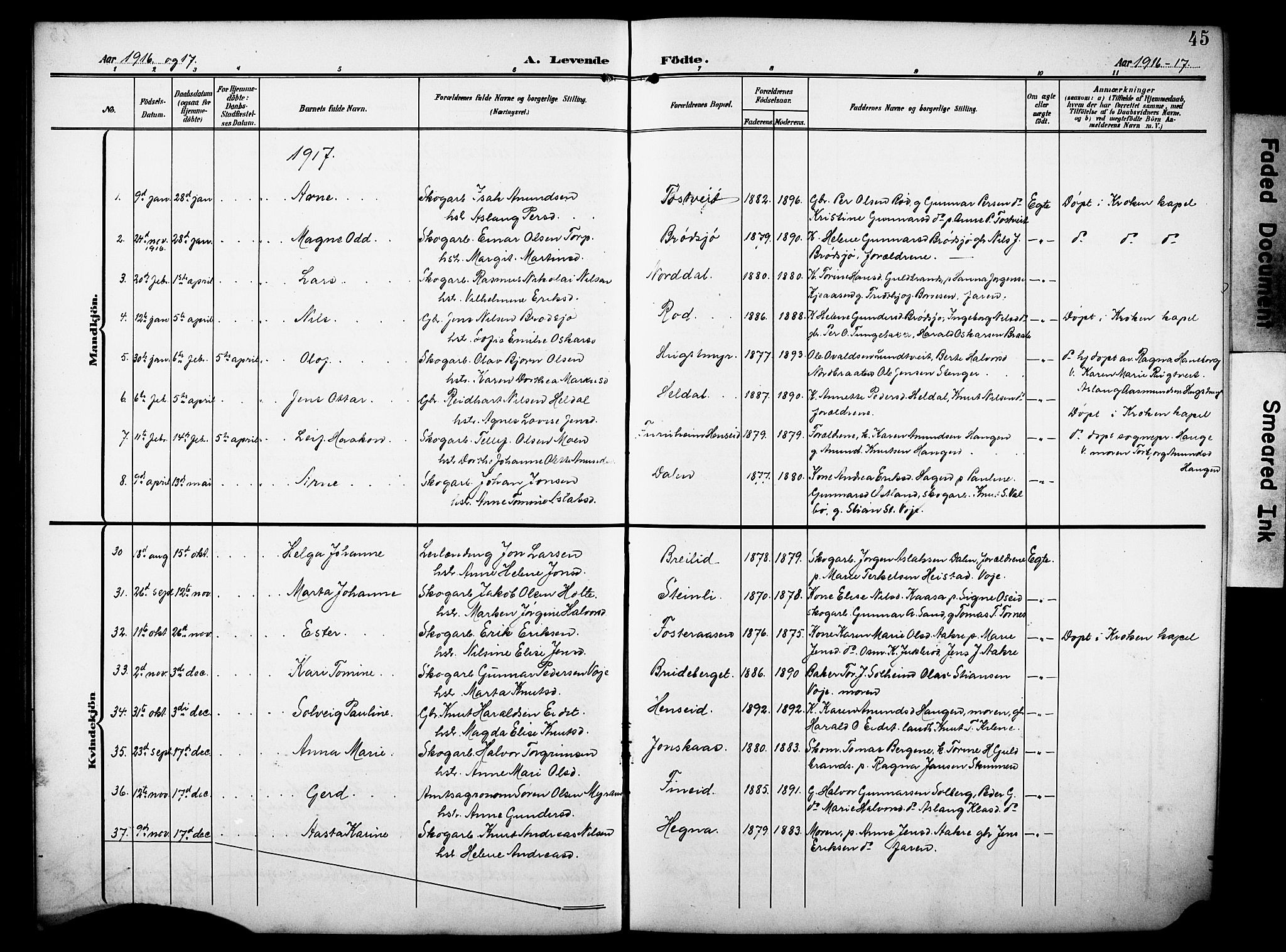 Drangedal kirkebøker, SAKO/A-258/G/Ga/L0004: Parish register (copy) no. I 4, 1901-1933, p. 45