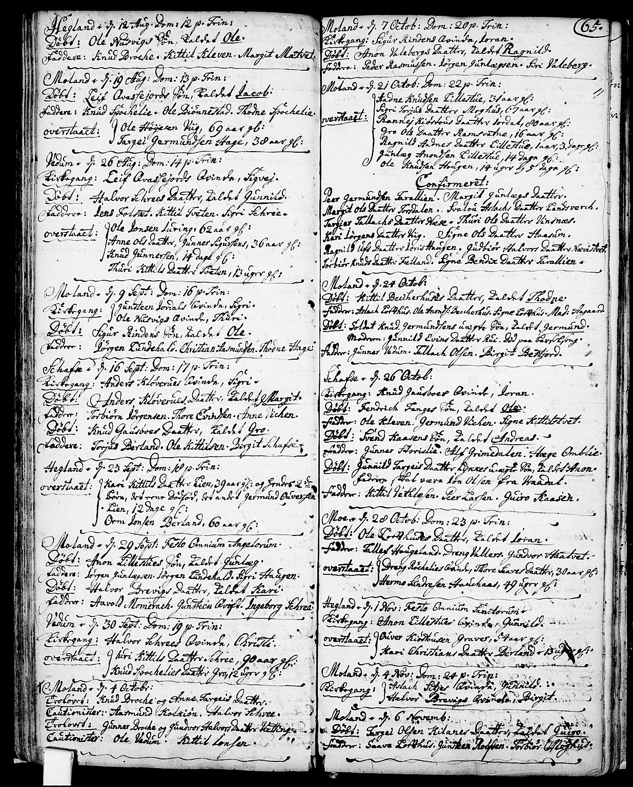 Fyresdal kirkebøker, SAKO/A-263/F/Fa/L0001: Parish register (official) no. I 1, 1724-1748, p. 65