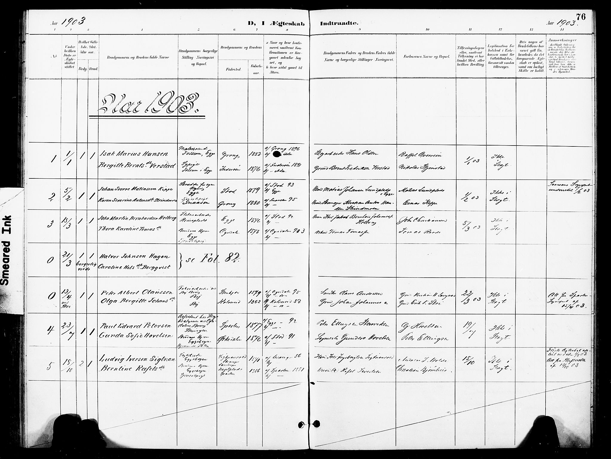 Ministerialprotokoller, klokkerbøker og fødselsregistre - Nord-Trøndelag, AV/SAT-A-1458/740/L0379: Parish register (official) no. 740A02, 1895-1907, p. 76